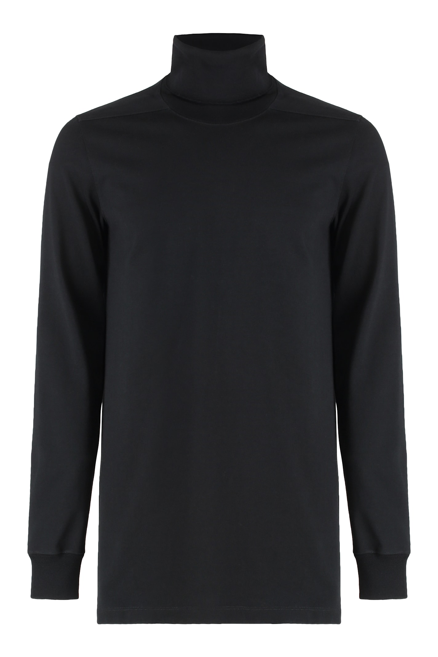 Rick Owens Roll-neck Organic Cotton Jumper In Black