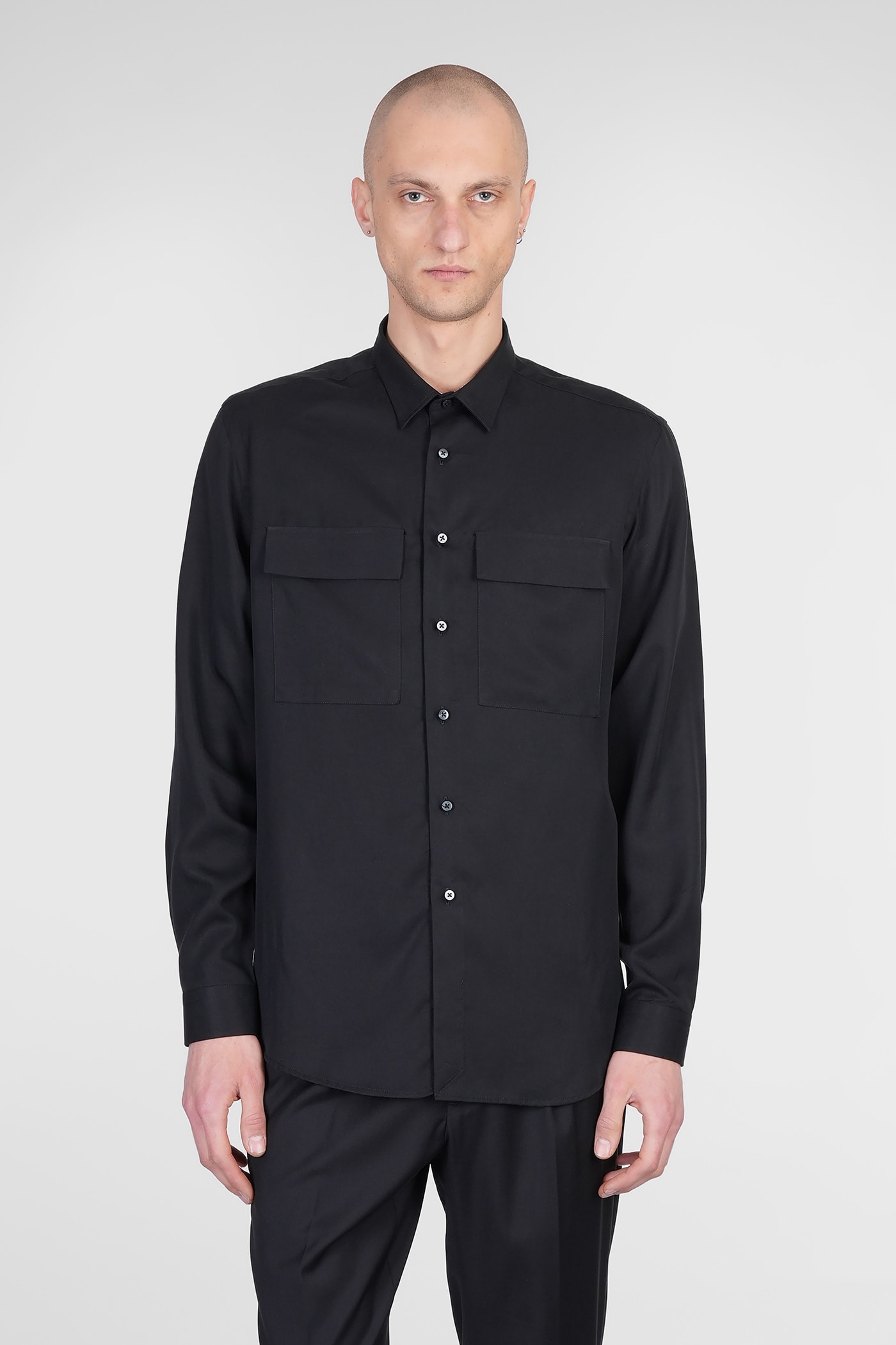 S151 Shirt In Black Wool And Polyester