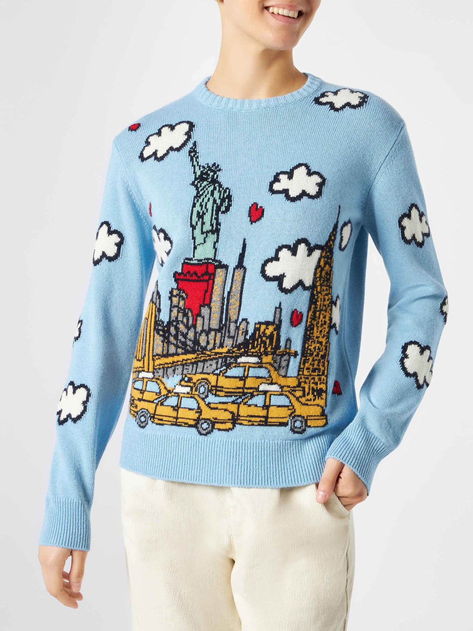 Shop Mc2 Saint Barth Woman Crewneck Sweater With New York Postcard