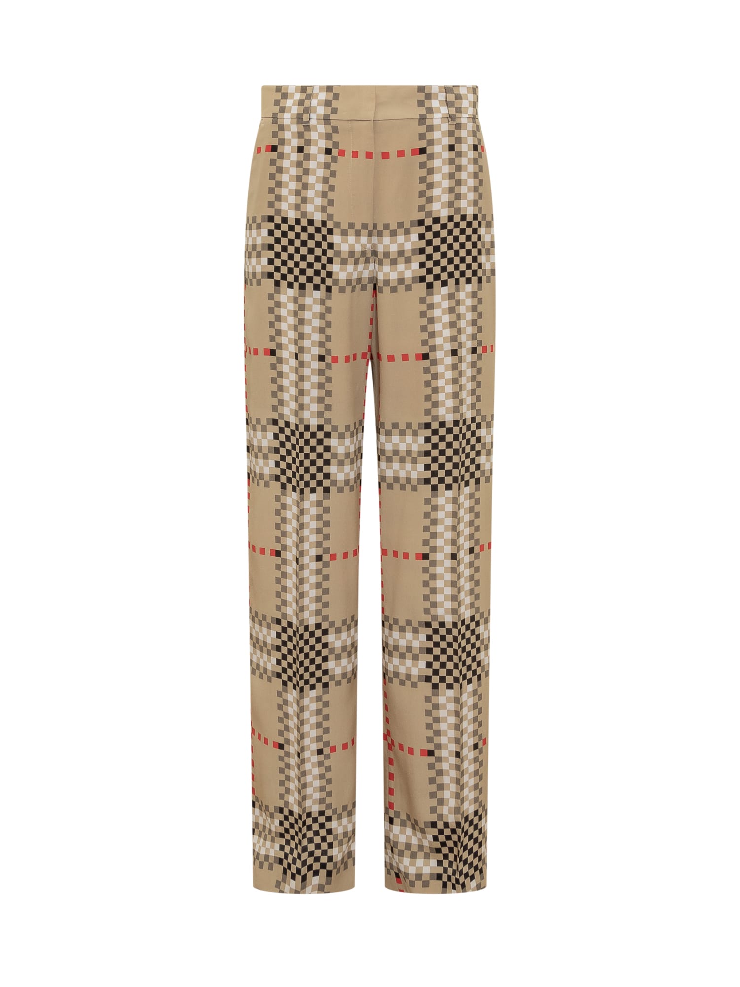 Shop Burberry Jane Check Trousers In Archive Beige Ip Pat