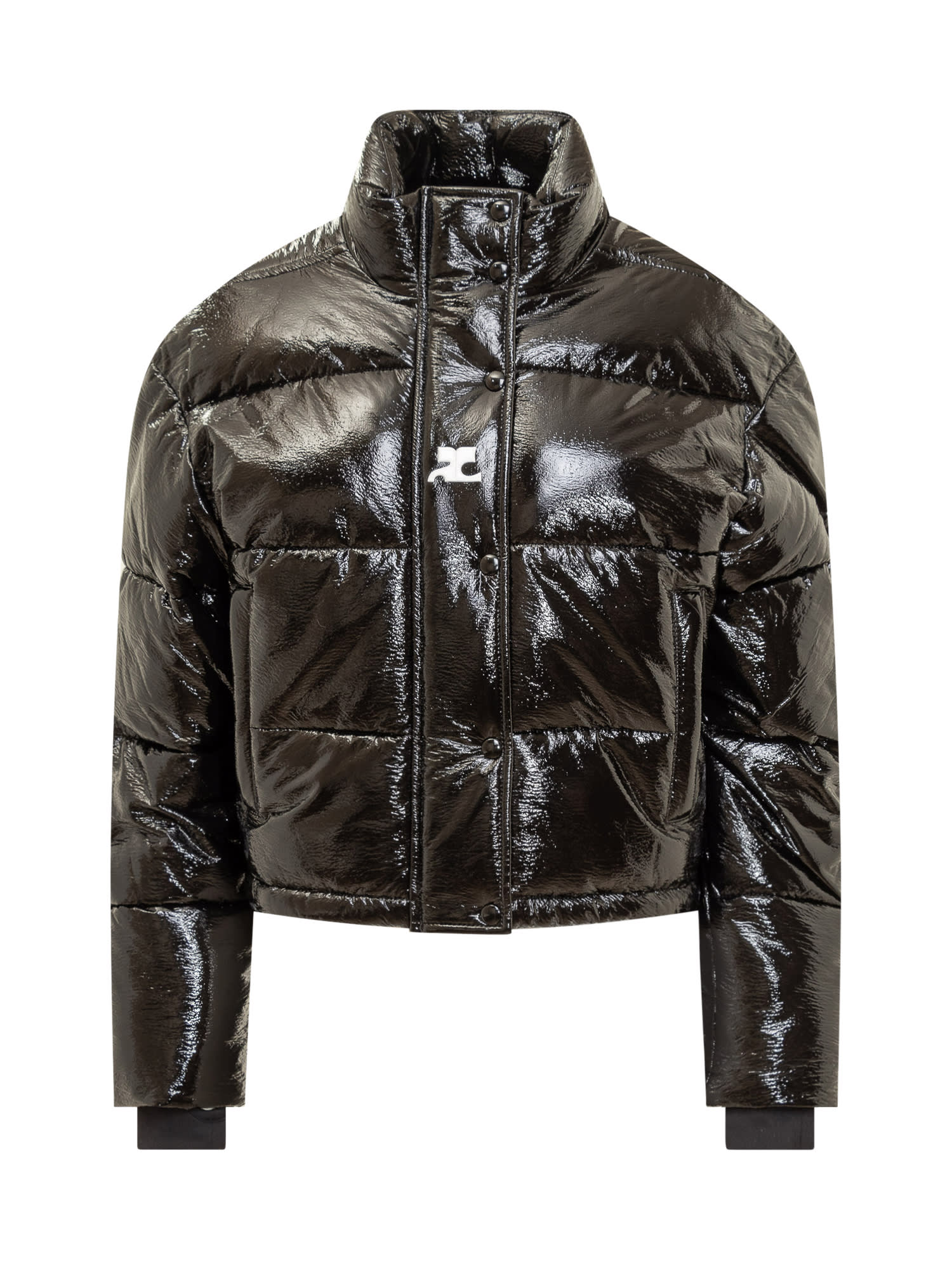Courrèges Courreges Women Short Vinyl Down Jacket In Black