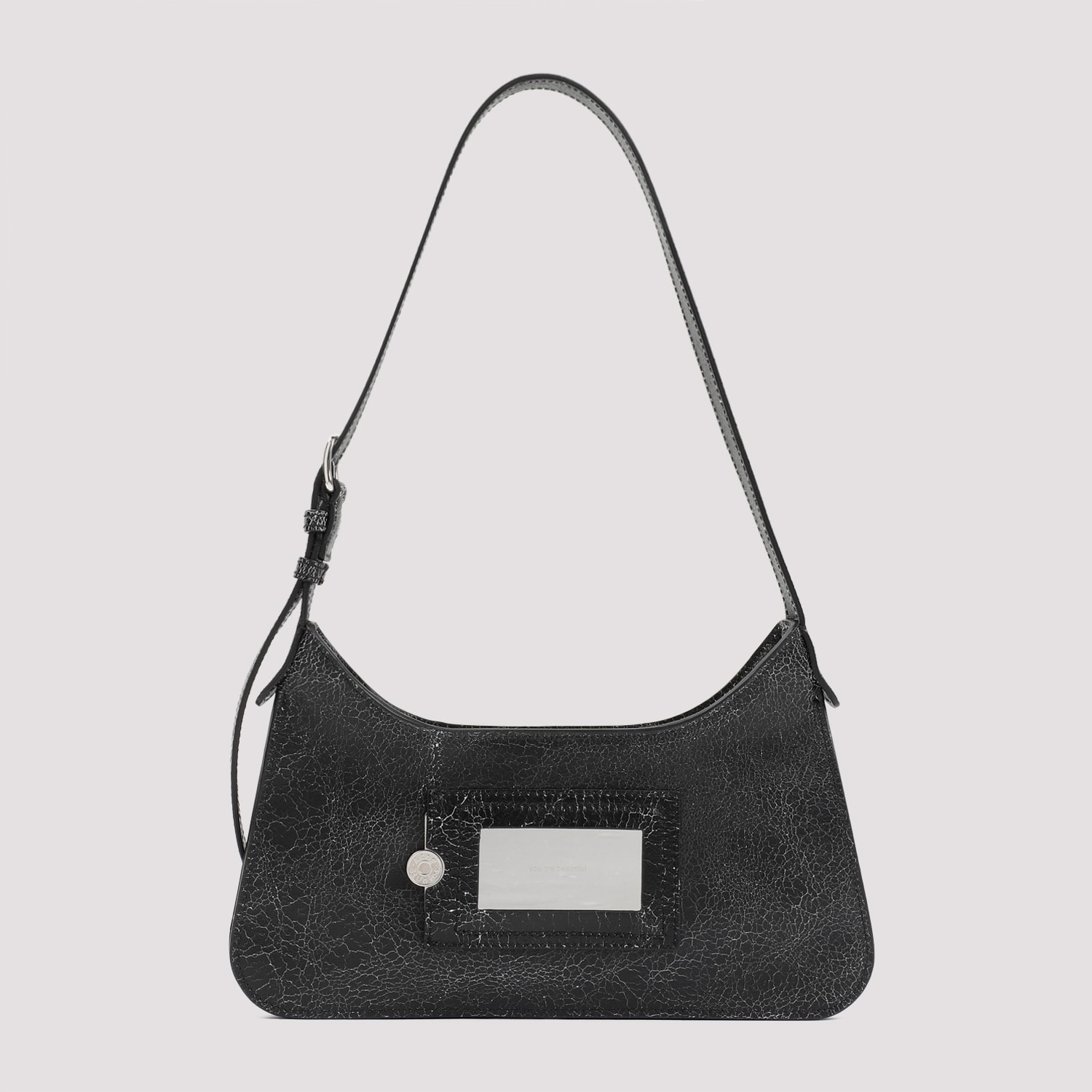 Acne Studios Black Shoulder Bag With Cracked Leather Finish