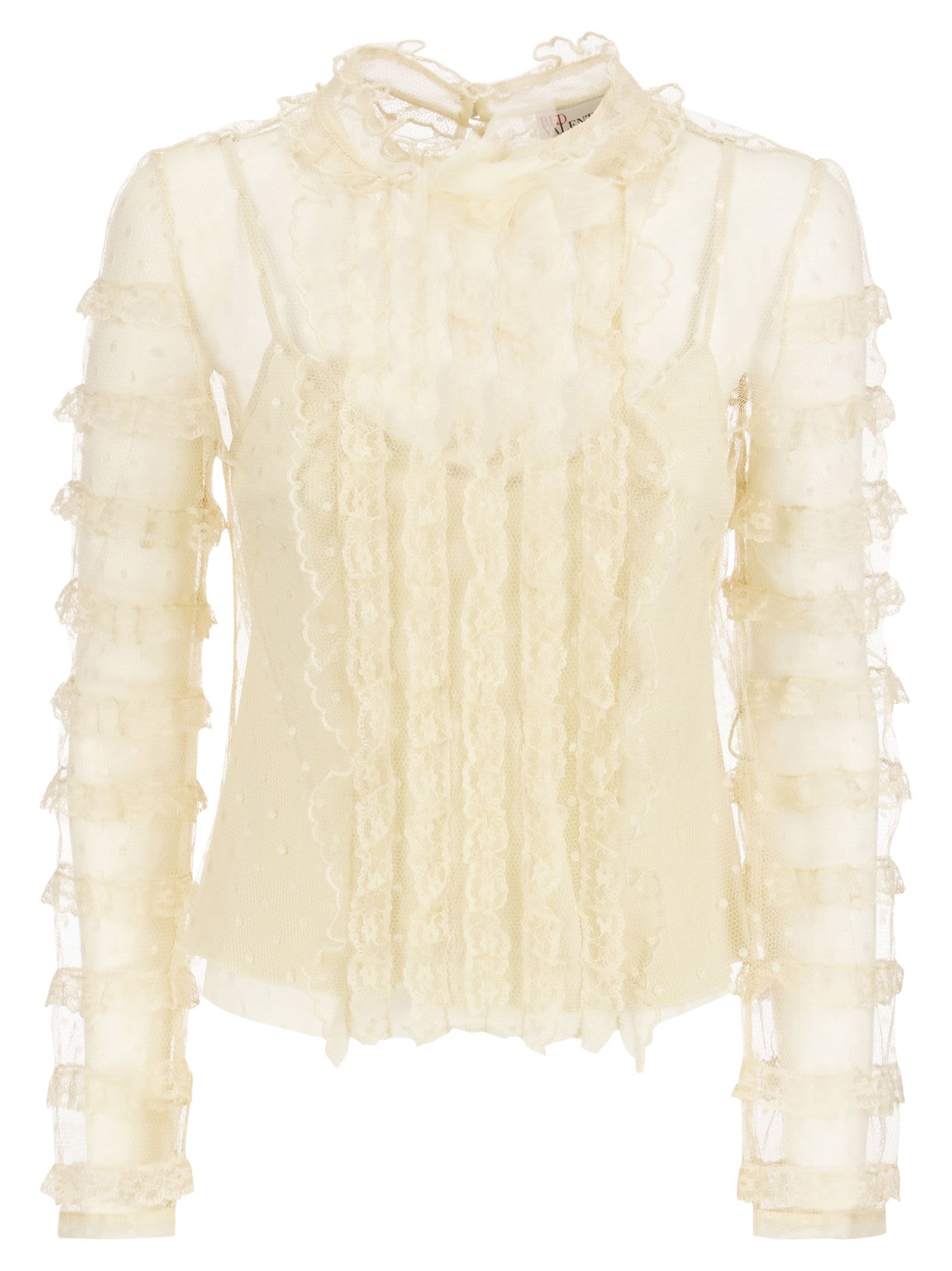 RED Valentino Point Desprit Tulle Top