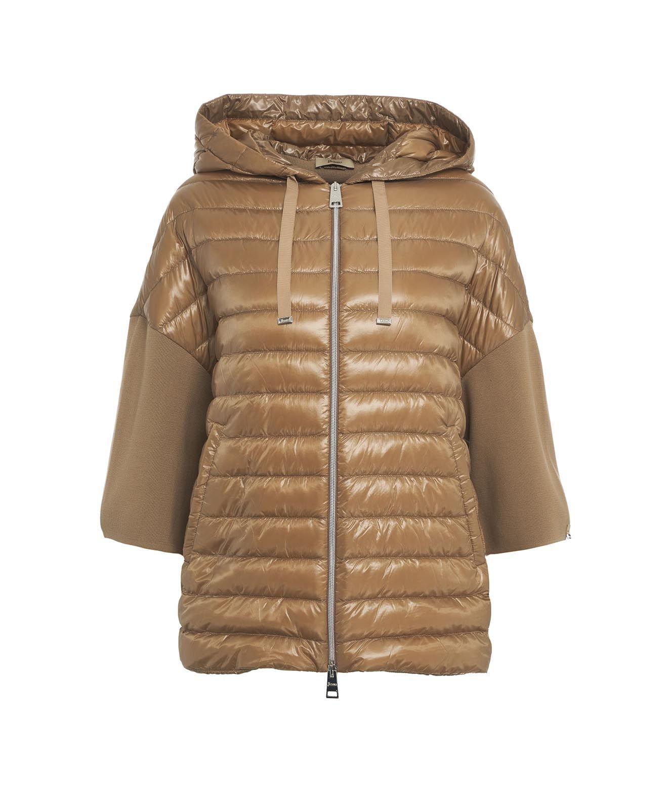 Shop Herno Hooded Quilted Down Jacket In Brown