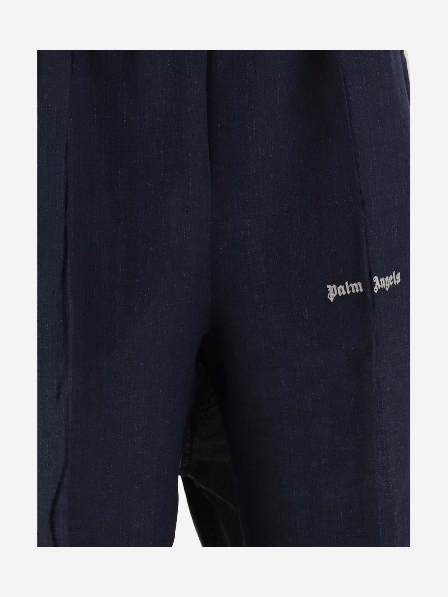 Shop Palm Angels Cotton Track Pants With Logo In Blue