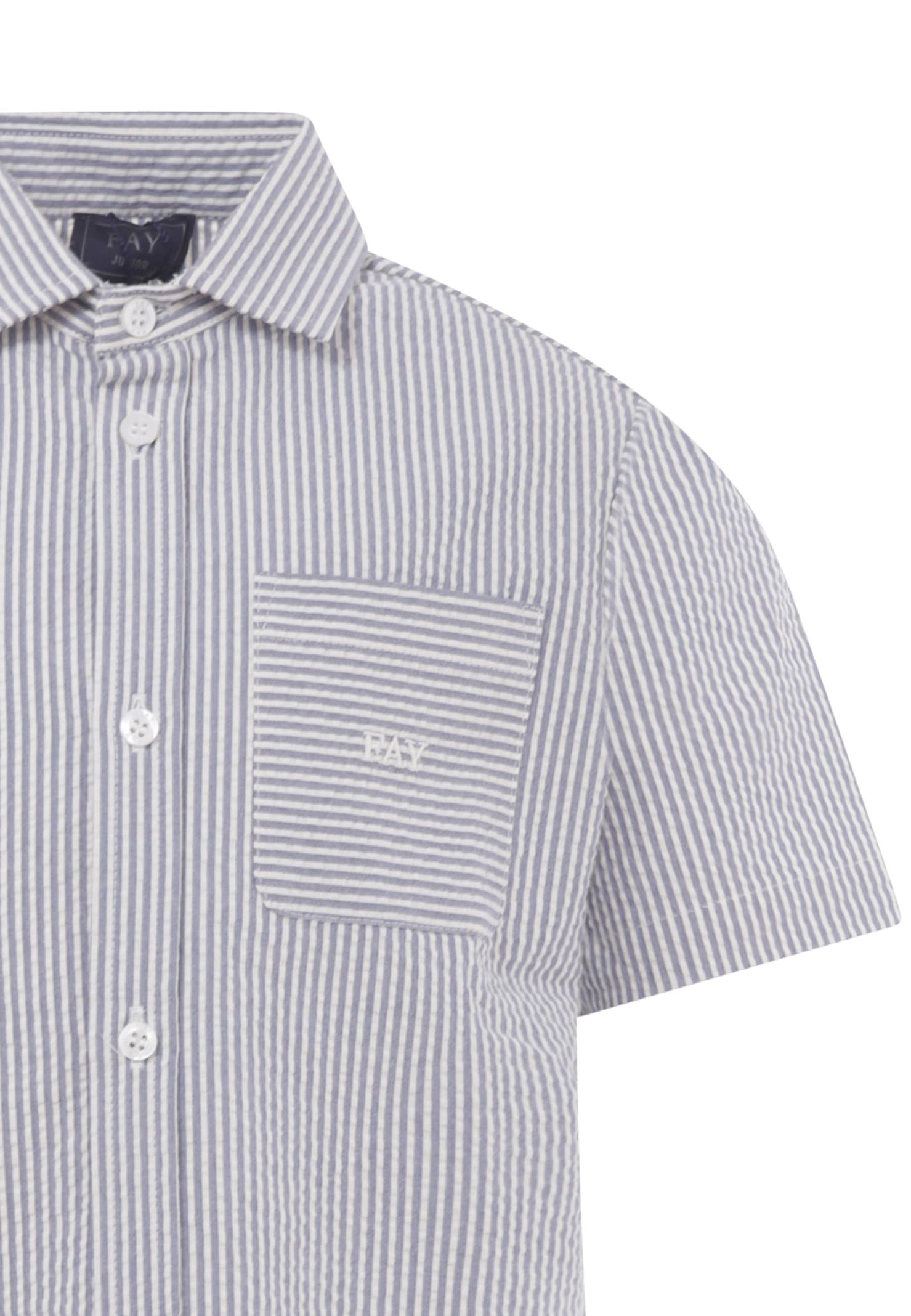 Fay Light Blue Shirt For Boy With Logo In Blue