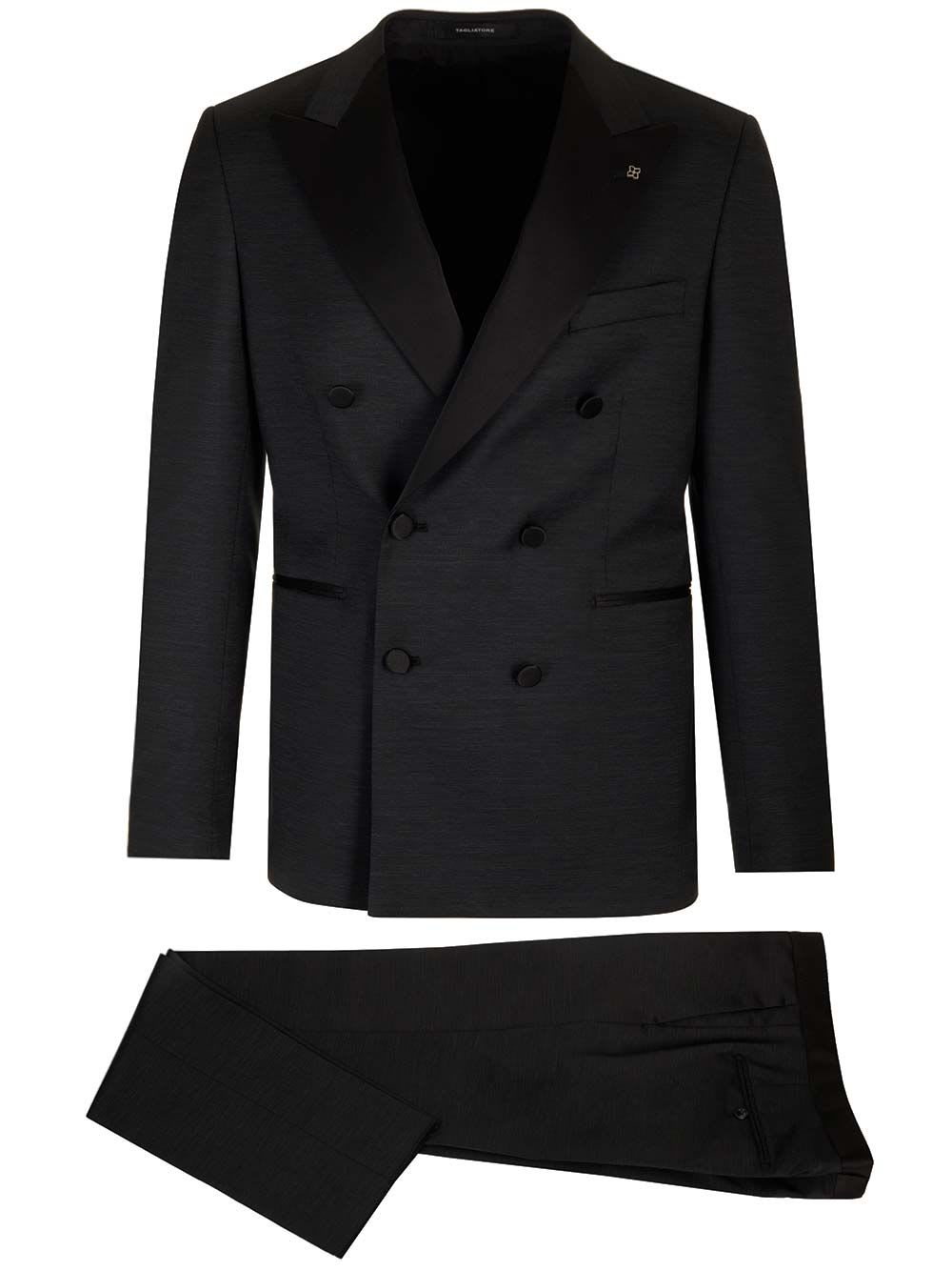 Shop Tagliatore Double-breasted Suit In Black