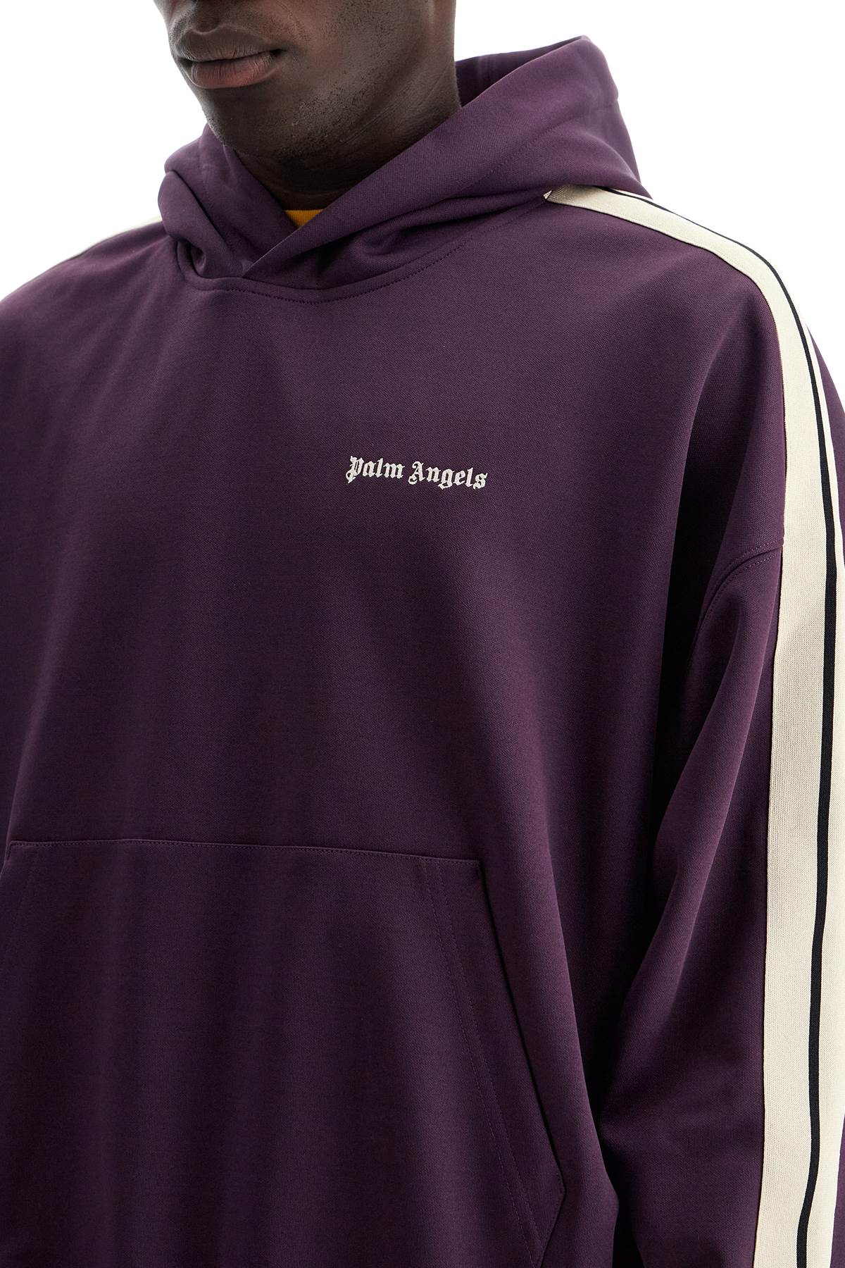 Shop Palm Angels Boxy Sweatshirt With Stripes In Dark Purple Off White