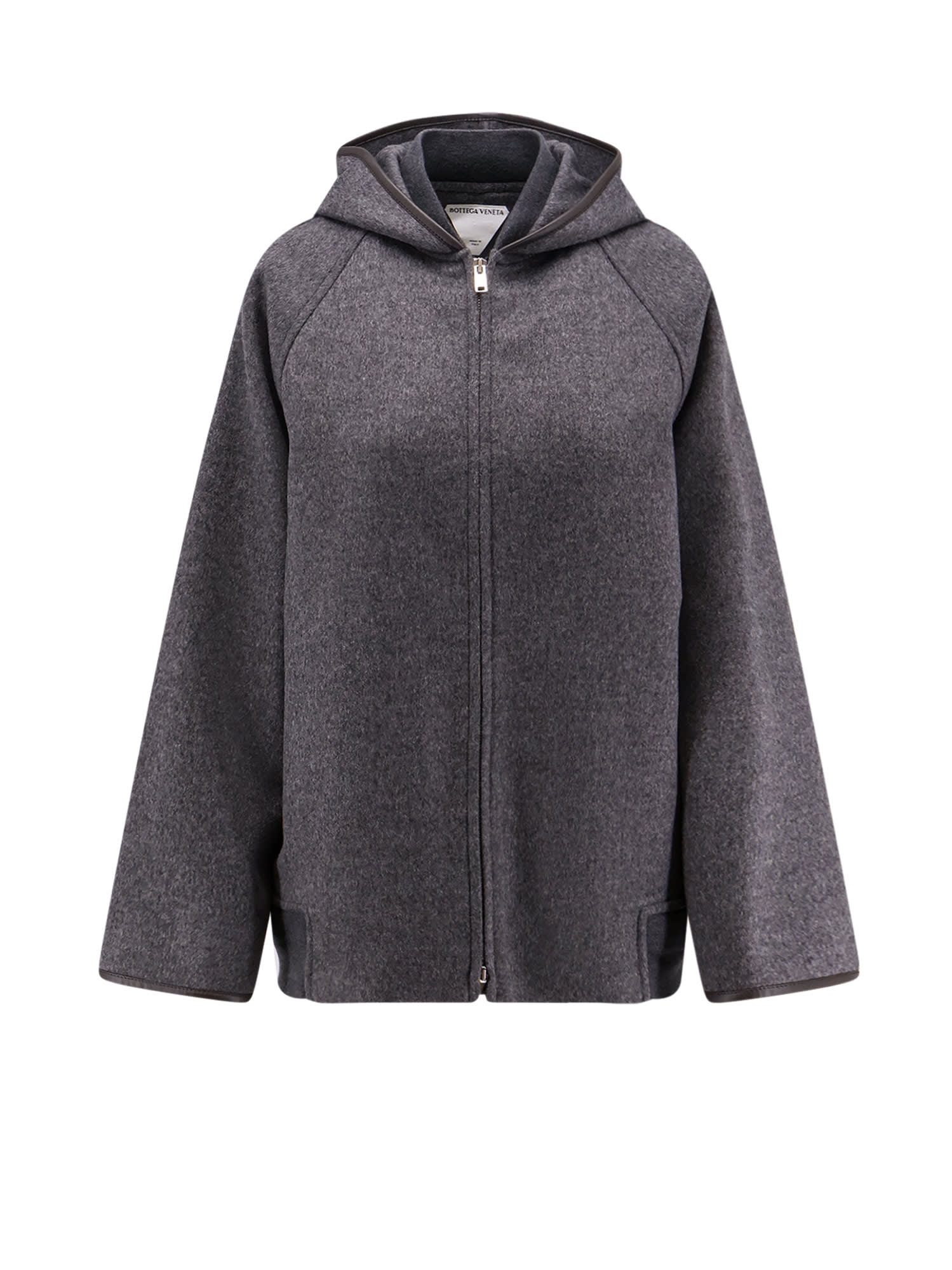 Bottega Veneta Double Wool Blouson Jacket With Leather Trims In Gray