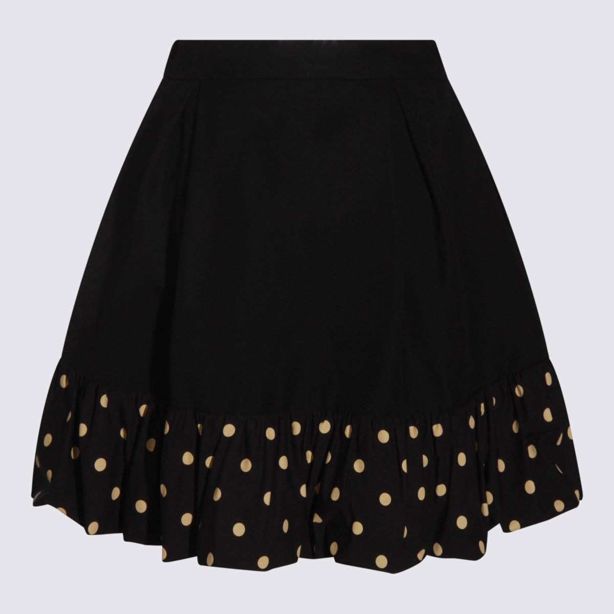 Moschino Polka Dots Wool Blend Diagonal Miniskirt In Black