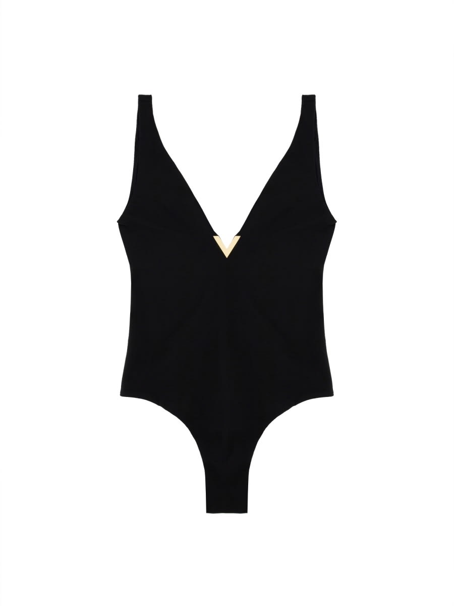 Shop Valentino One-piece Swimsuit In Black