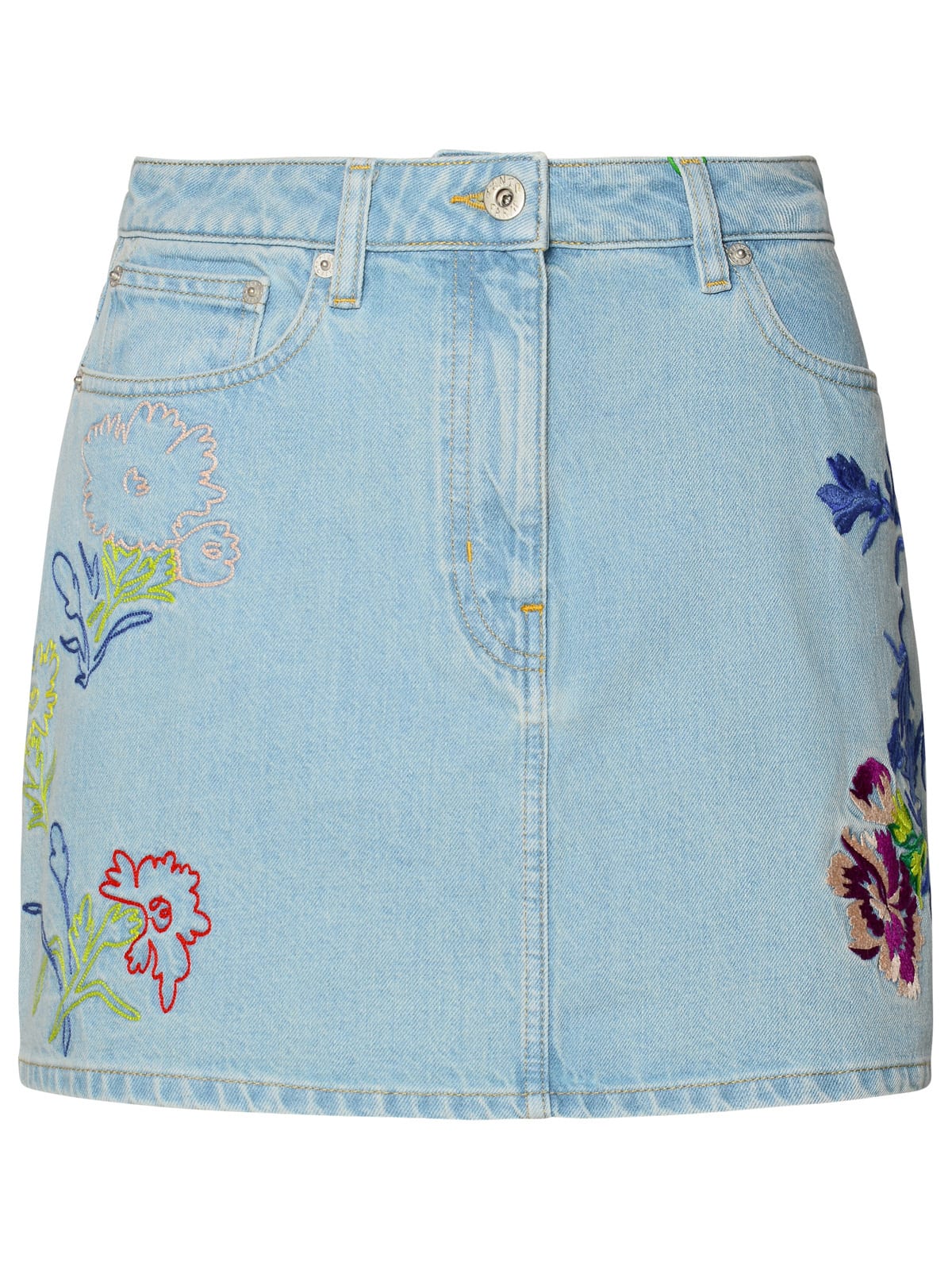 Shop Kenzo Light Blue Cotton Miniskirt