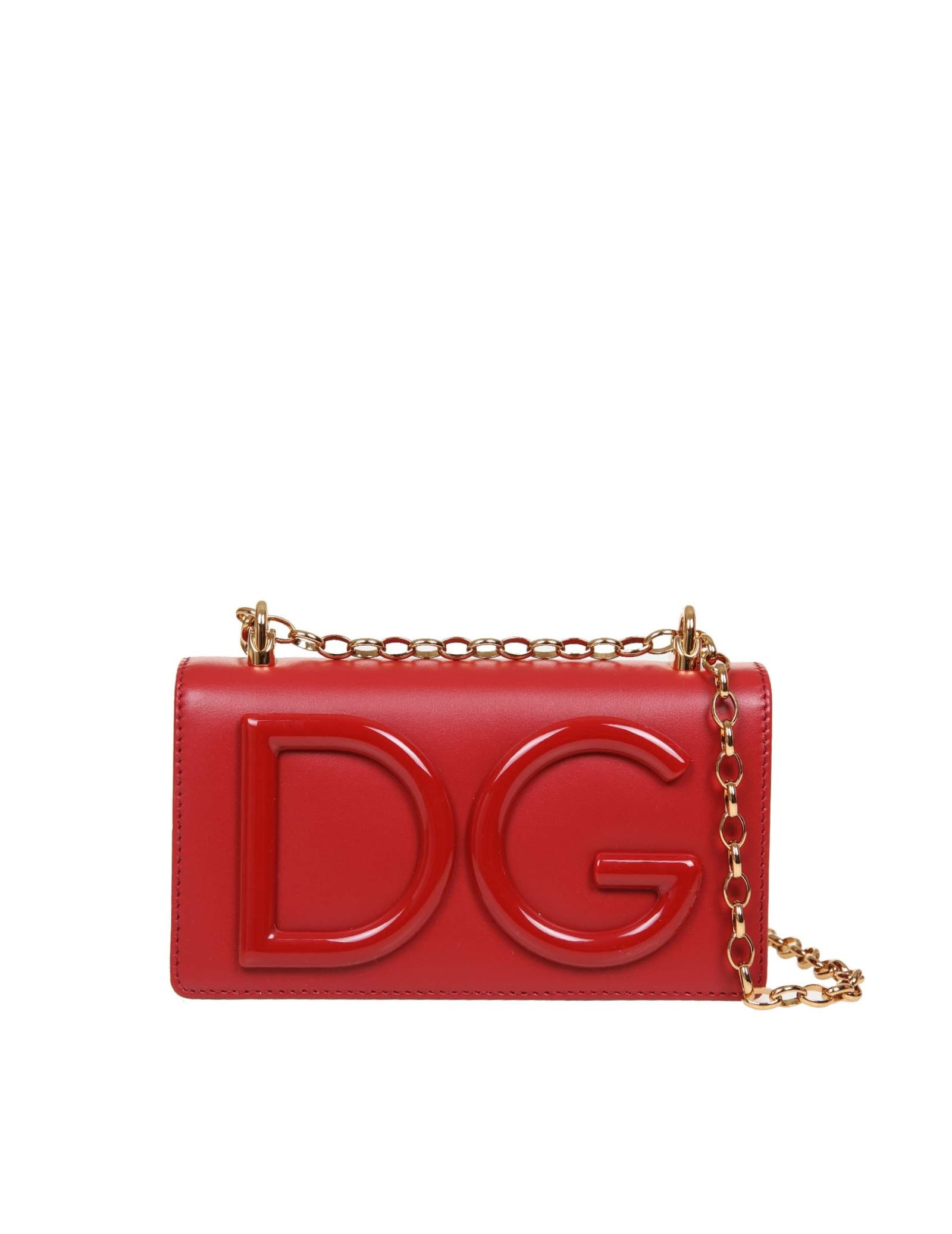 Dolce & Gabbana Phone Cover In Red Leather