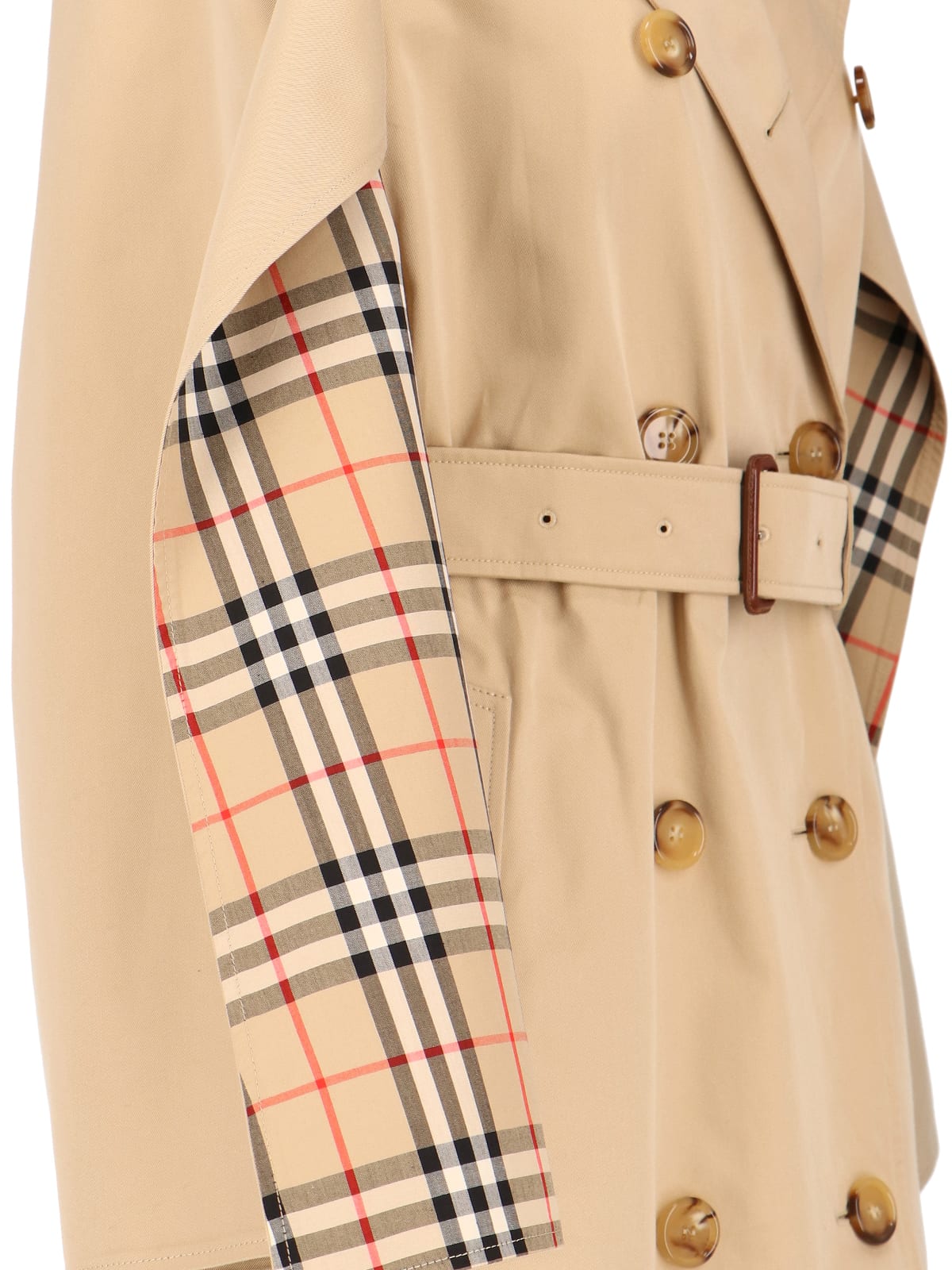Shop Burberry Double-breasted Trench Coat In Beige