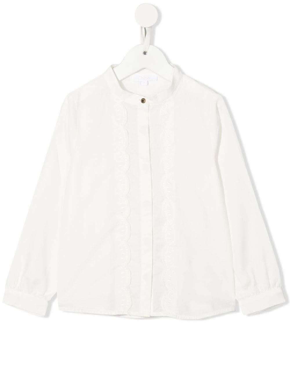 Chloé Kids White Embroidered Shirt