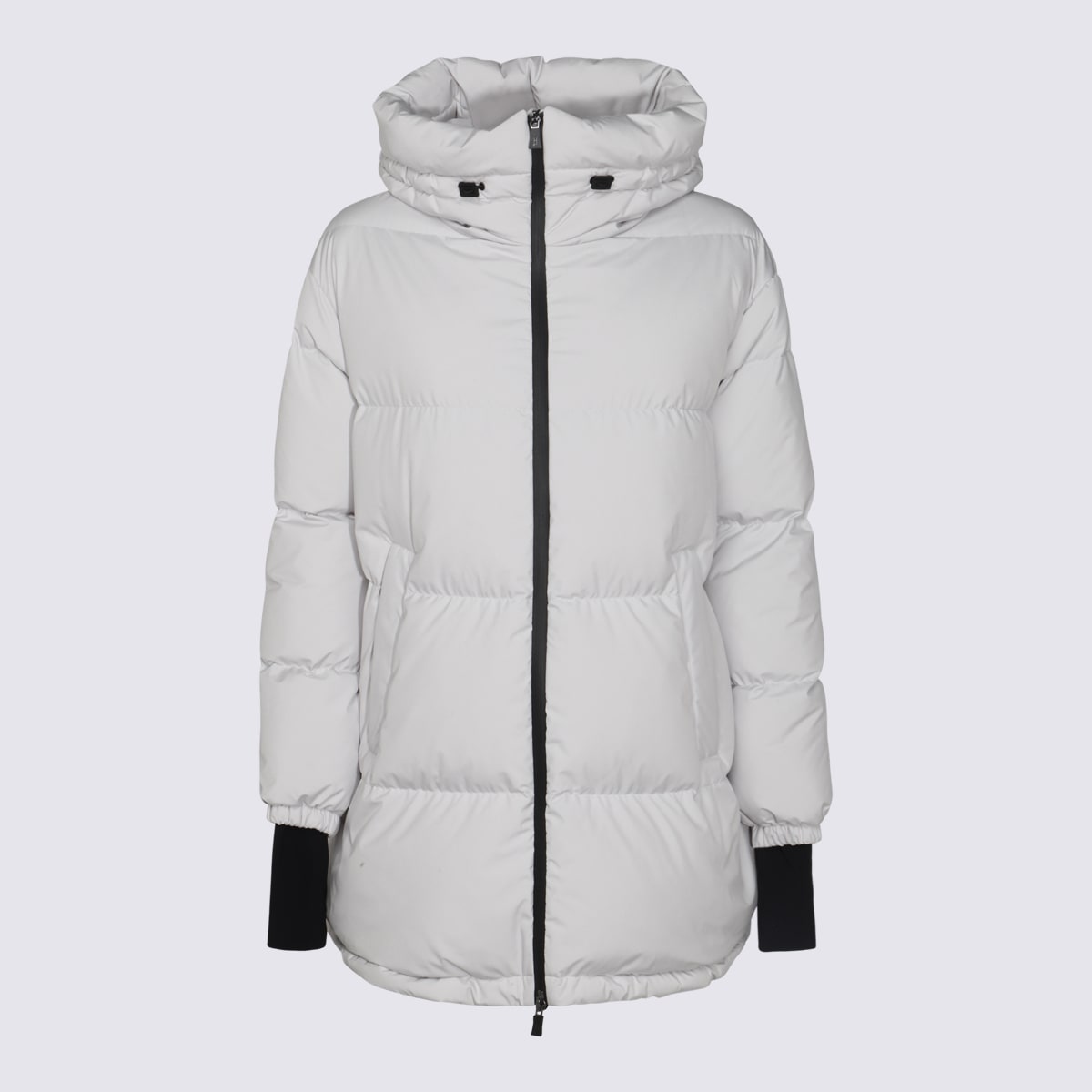 Shop Herno White Down Jacket In Grey