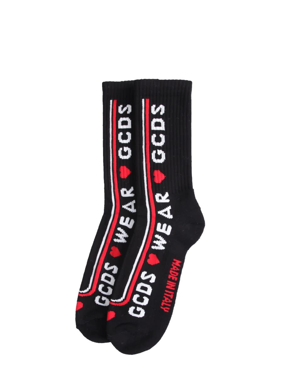 Shop Gcds Socks With Love  Logo In Black