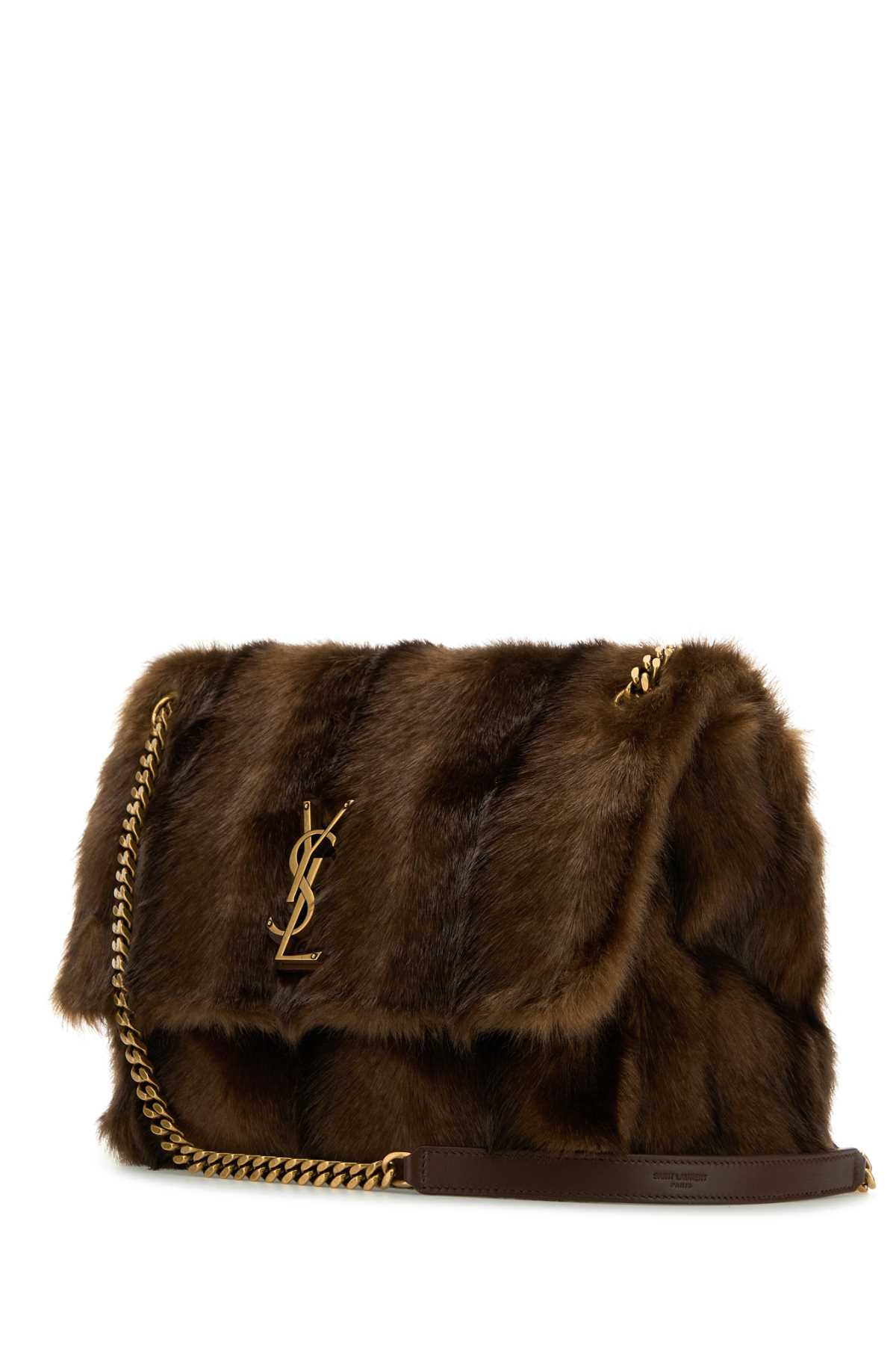 SAINT LAURENT BROWN FUR LARGE NIKI BAG 