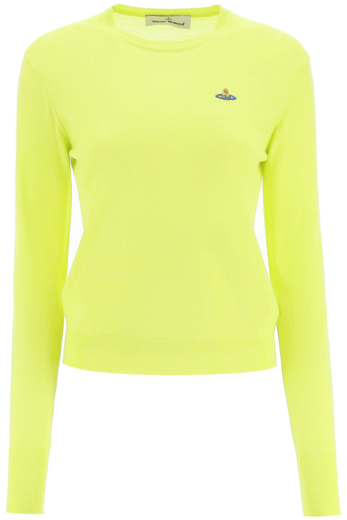 Shop Vivienne Westwood Orb Embroidery Sweater In Neon Yellow (yellow)
