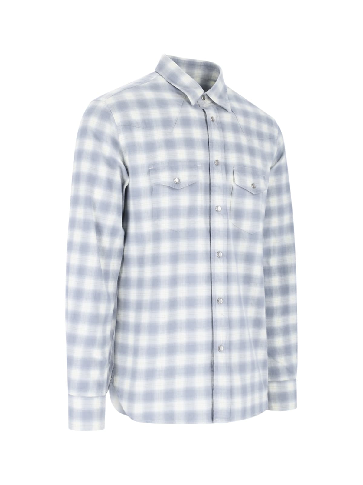 Shop Tom Ford Checked Shirt In Gray