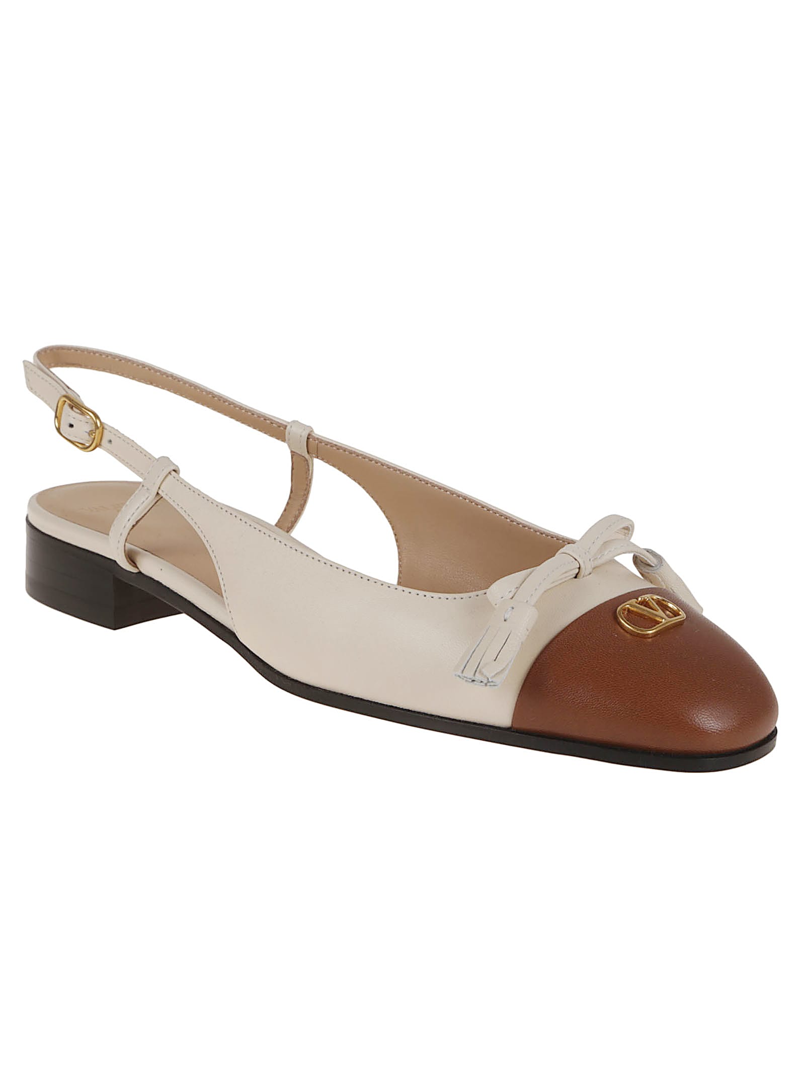 Valentino Garavani 'valet Du Roi' White Ballet Flats With Vlogo Plaque On The Front And Adjustable L In White