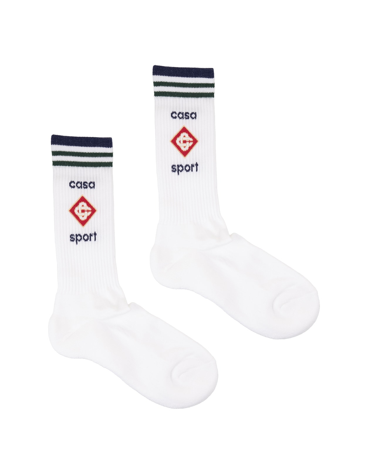 Casablanca White Socks With Logo And Stripes
