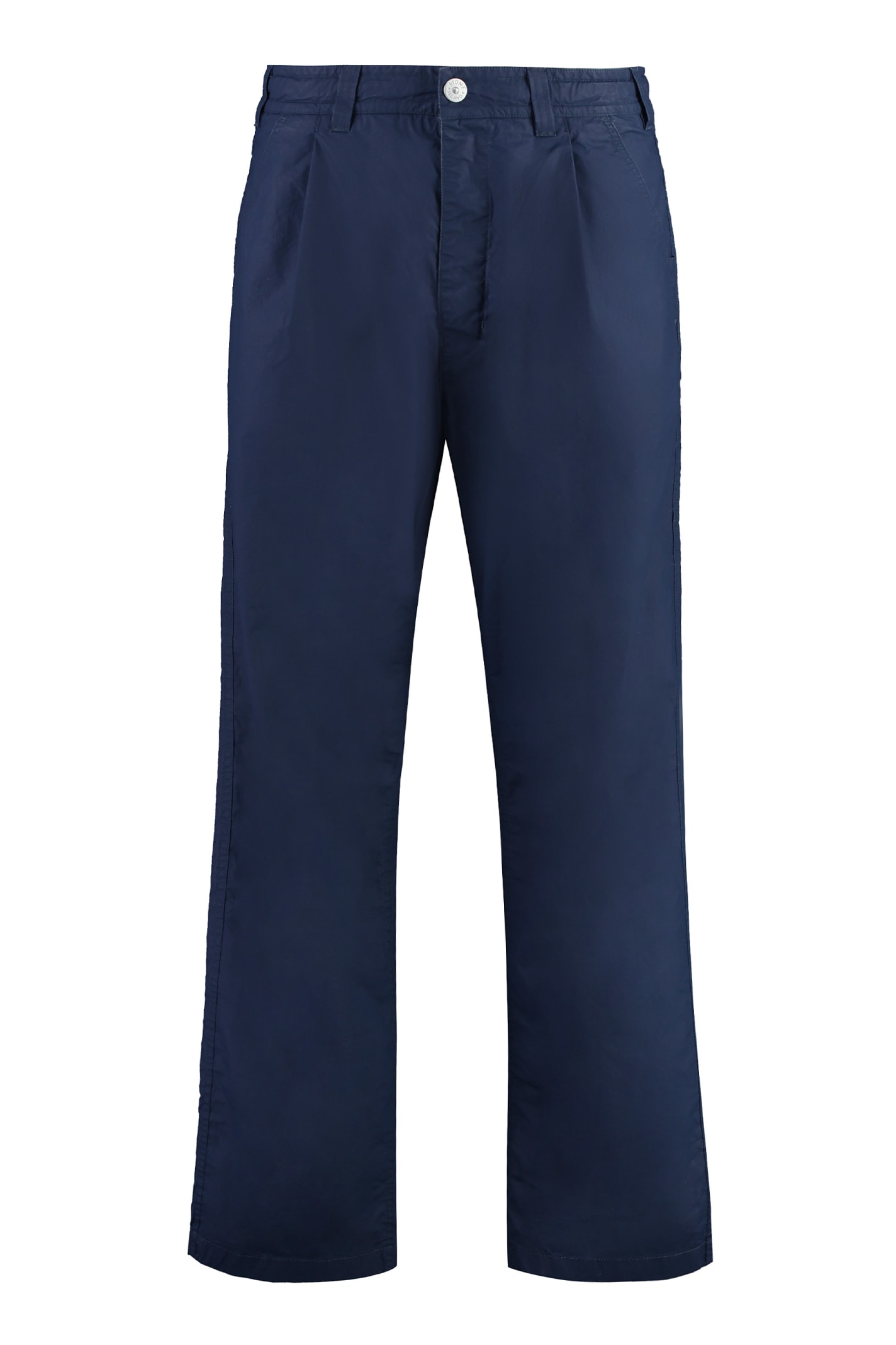 Shop Stone Island Cotton Trousers In Blue