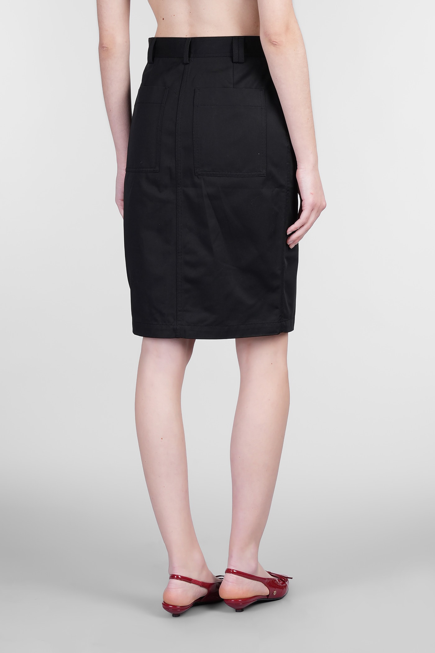 ANINE BING ZAIRE SKIRT IN BLACK COTTON