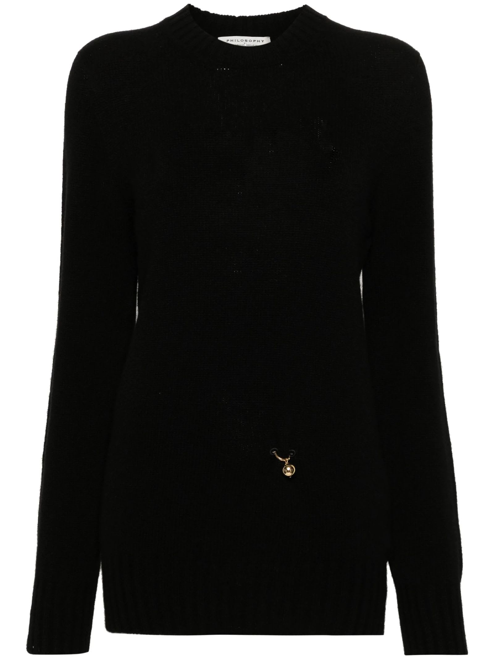 Philosophy di Lorenzo Serafini Black Virgin Wool And Cashmere Blend Sweater