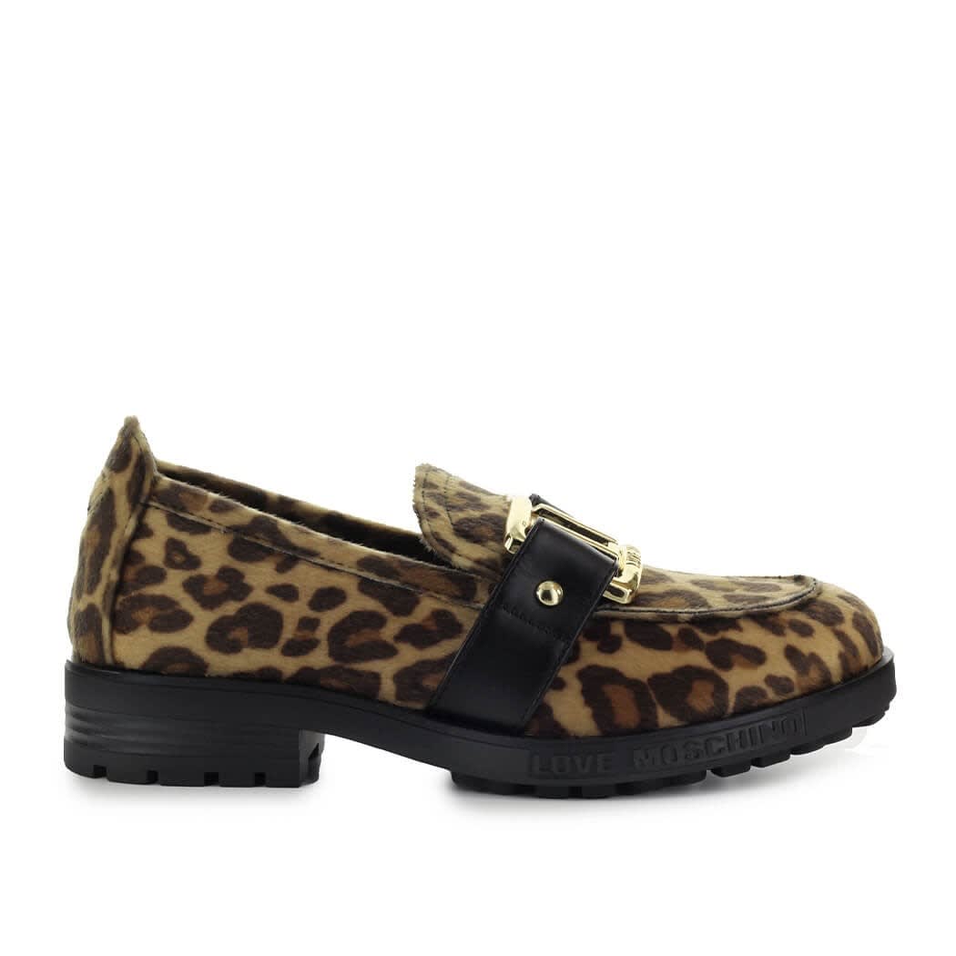 Love Moschino Beige Brown Leopard Loafer