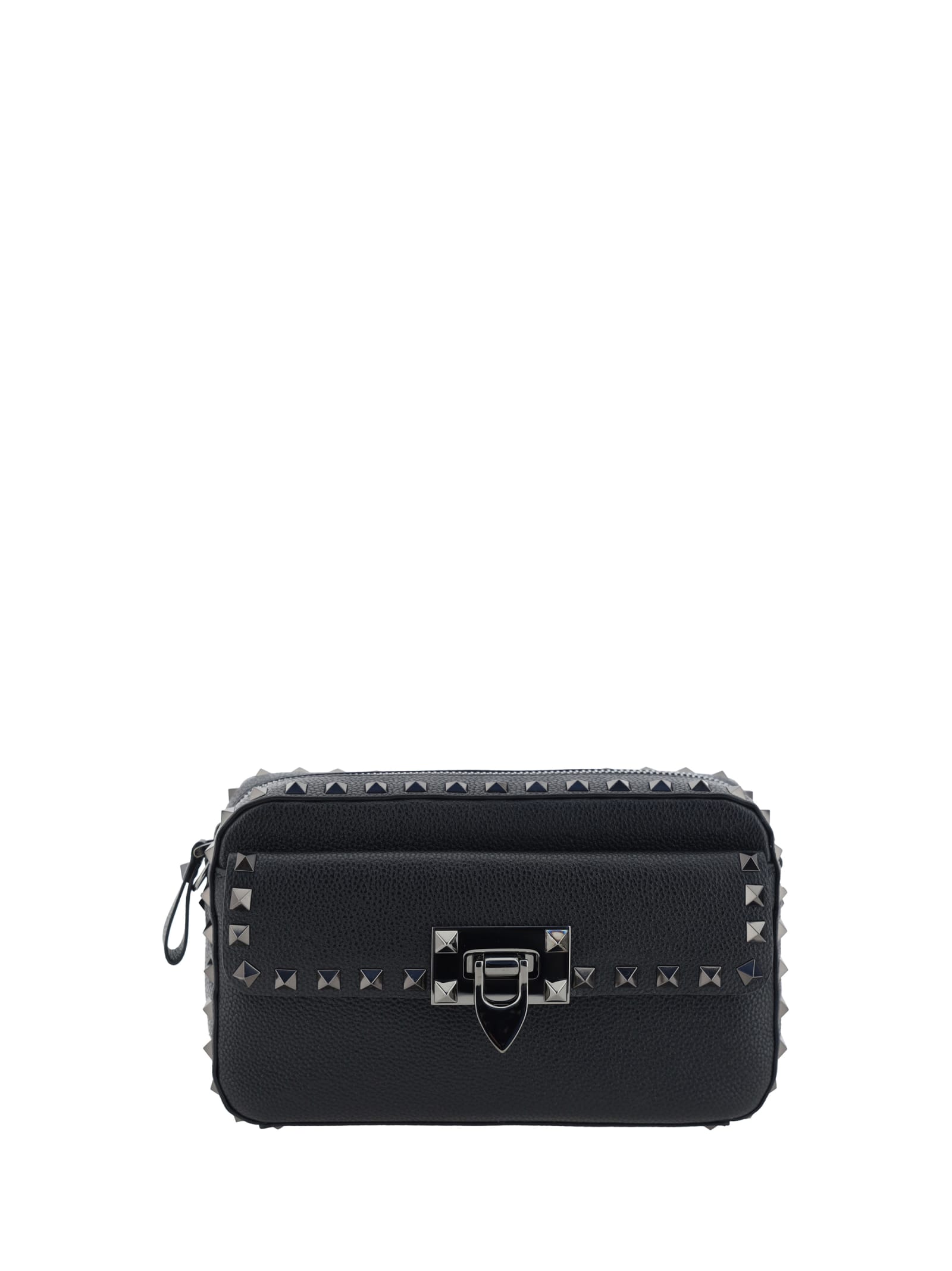 Shop Valentino Garavani Rockstud Shoulder Bag In Black