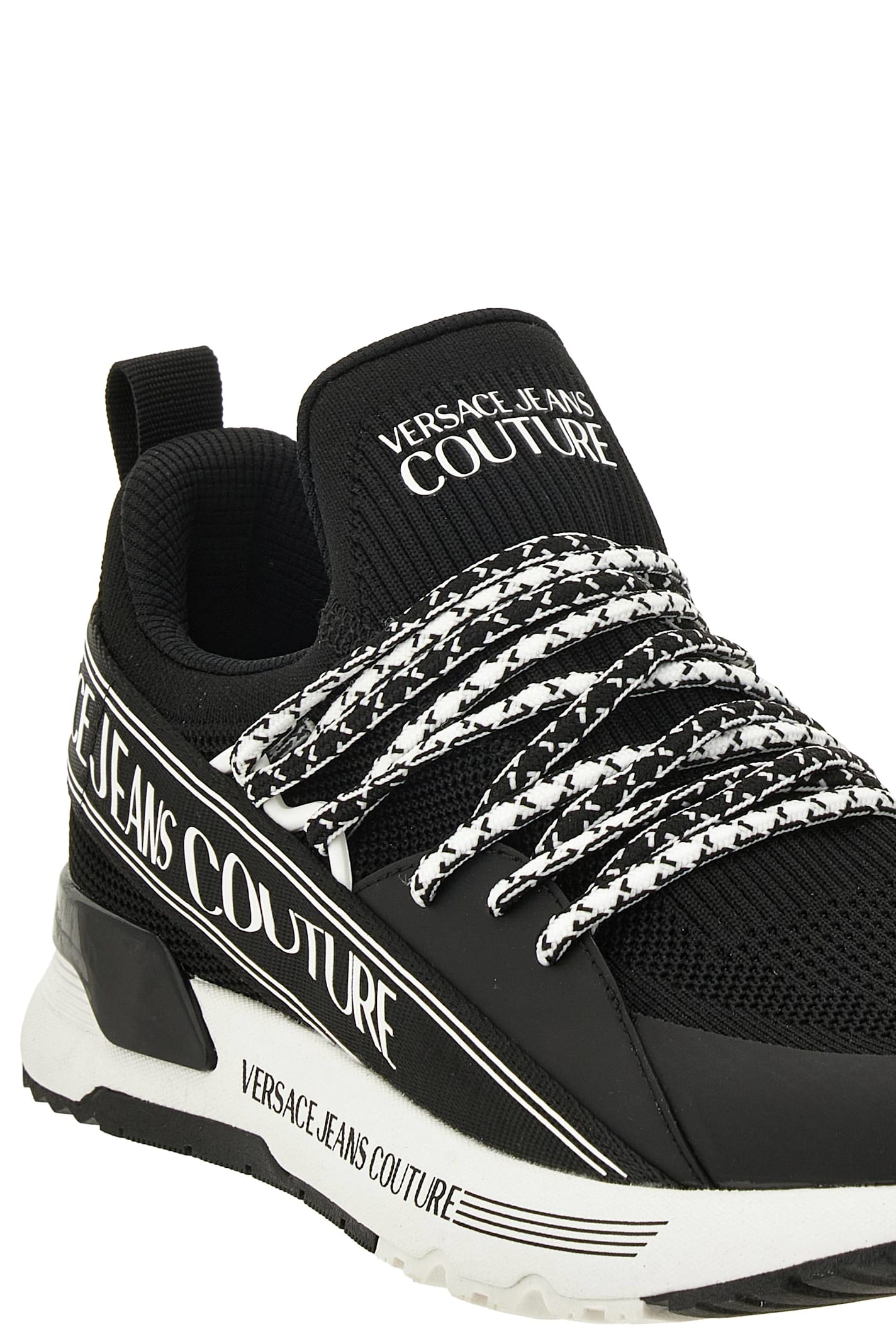 Versace Jeans Couture Lace-up Logo Sneakers In Black
