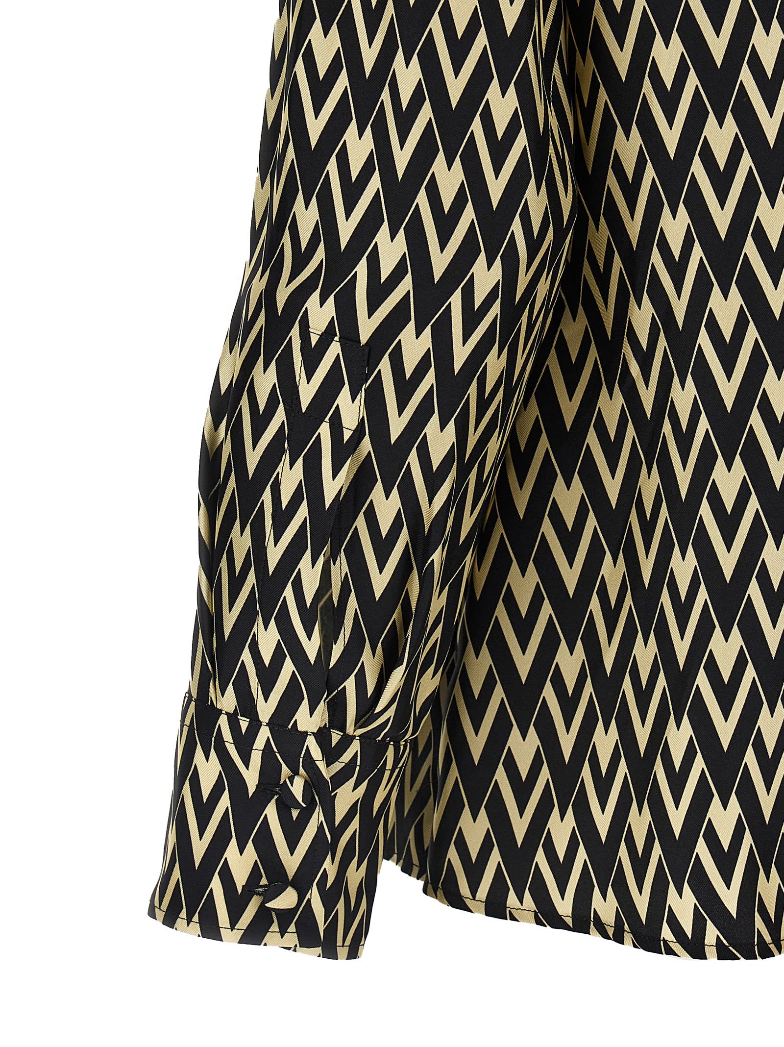 Valentino Toute La V Twill Shirt Shirts Multicolor In White/black
