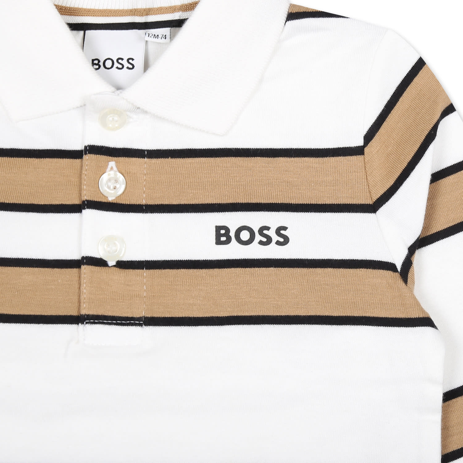 Hugo Boss White Polo Shirt For Baby Boy With Logo In White