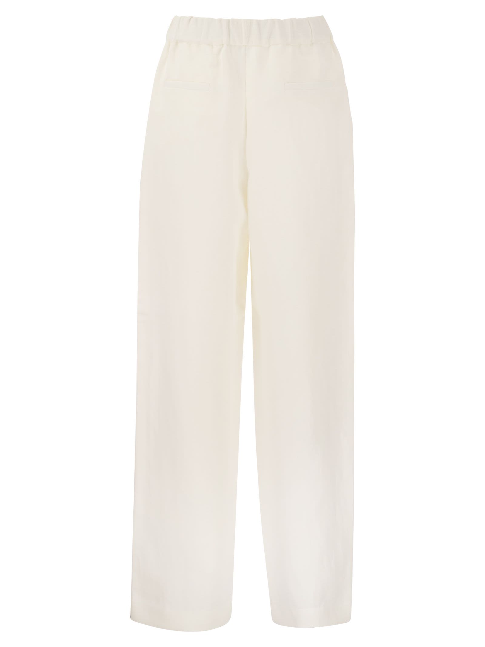 Shop Fabiana Filippi Viscose And Linen Jogging Trousers  In White