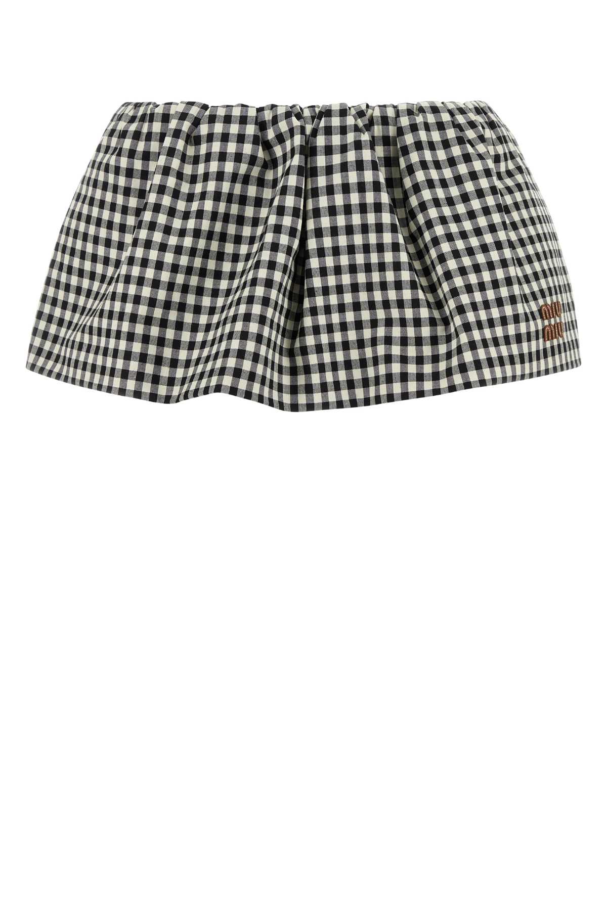 Miu Miu Embroidered Cotton Mini Skirt