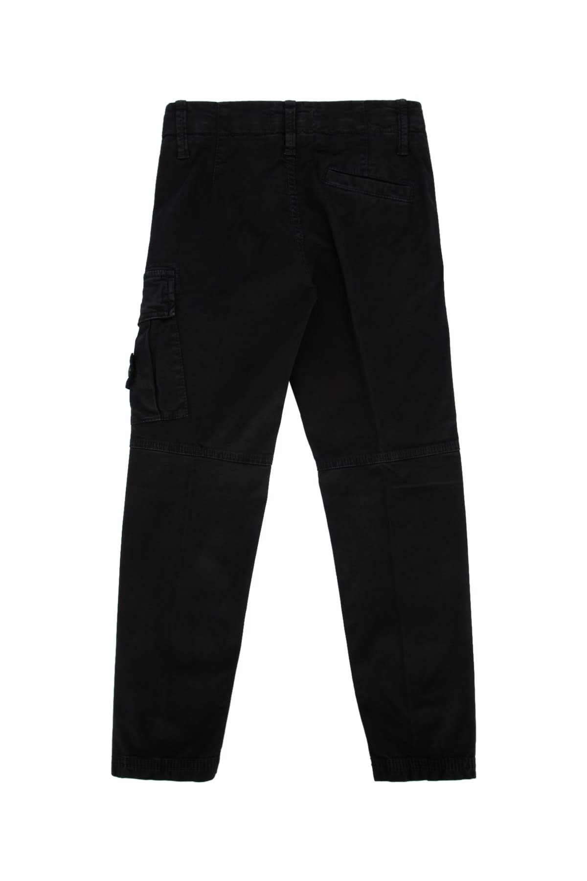 Stone Island Blue Pants With Elastic Waist And Logo Patch On The Pocket In Cotton Stretch Boy In Black