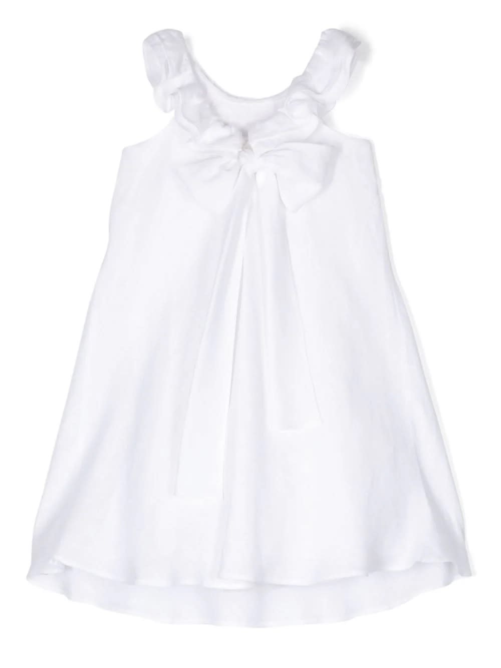 Shop Il Gufo White Linen Dress With Ruffles