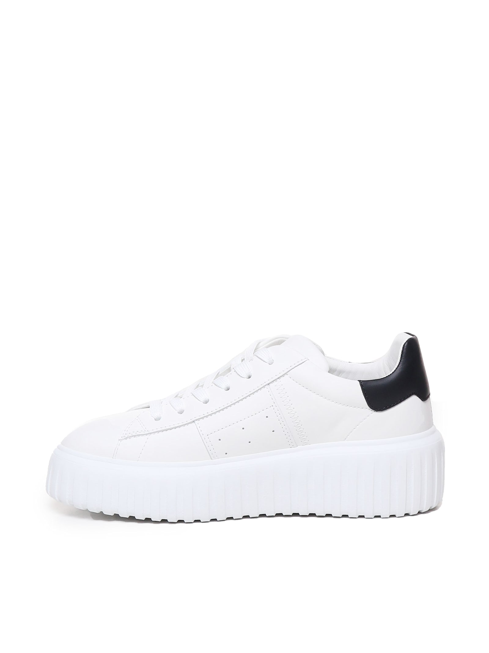 Shop Hogan Sneakers H-stripes In Calfskin In White, Black