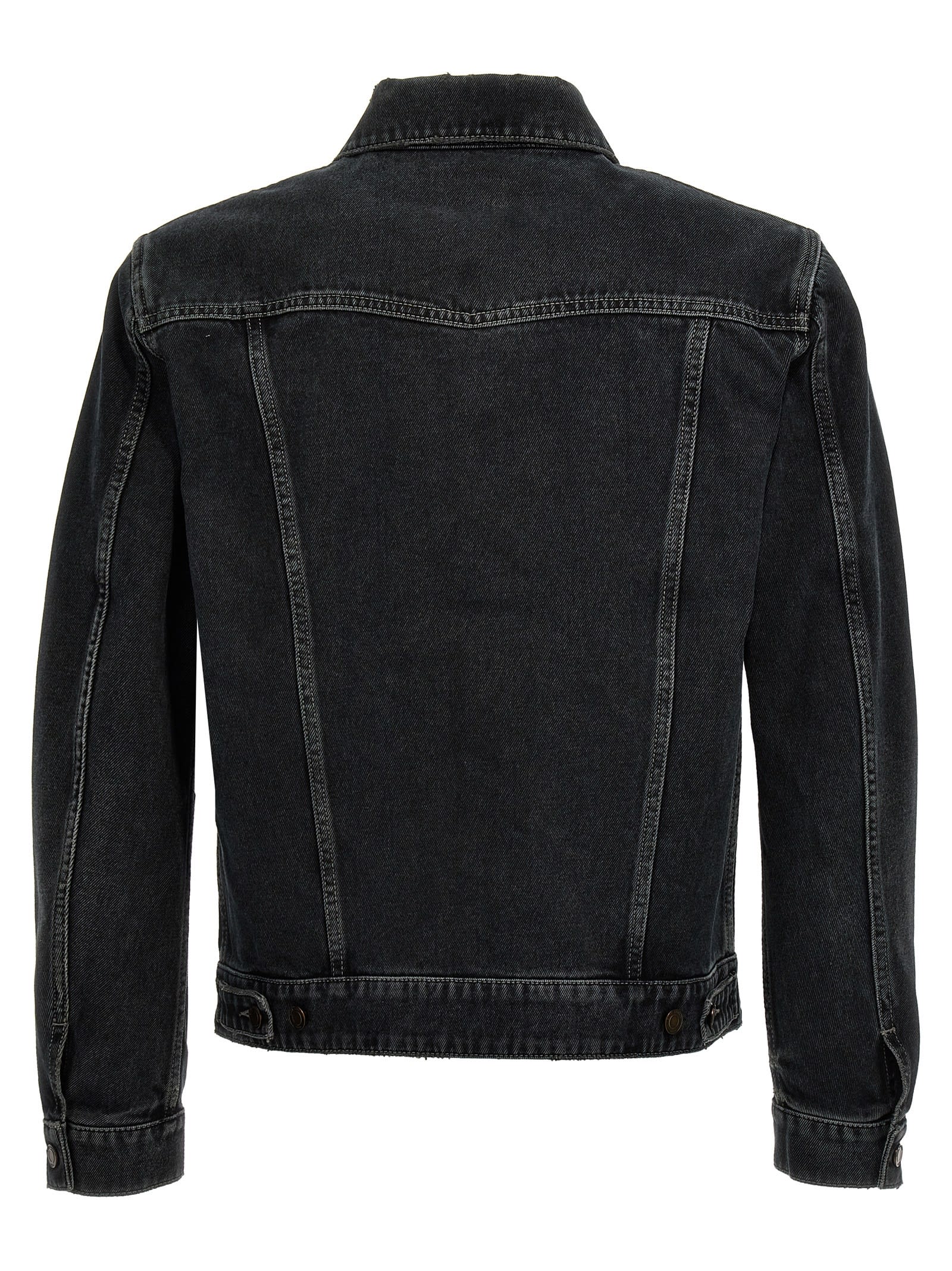 Shop Saint Laurent Denim Jacket In Blu Nero
