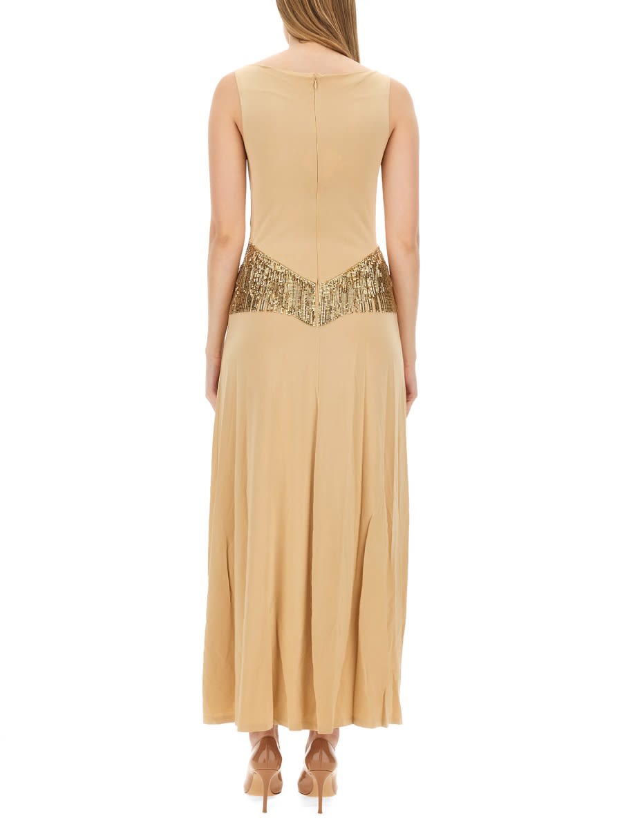 Shop Rabanne Long Dress In Beige