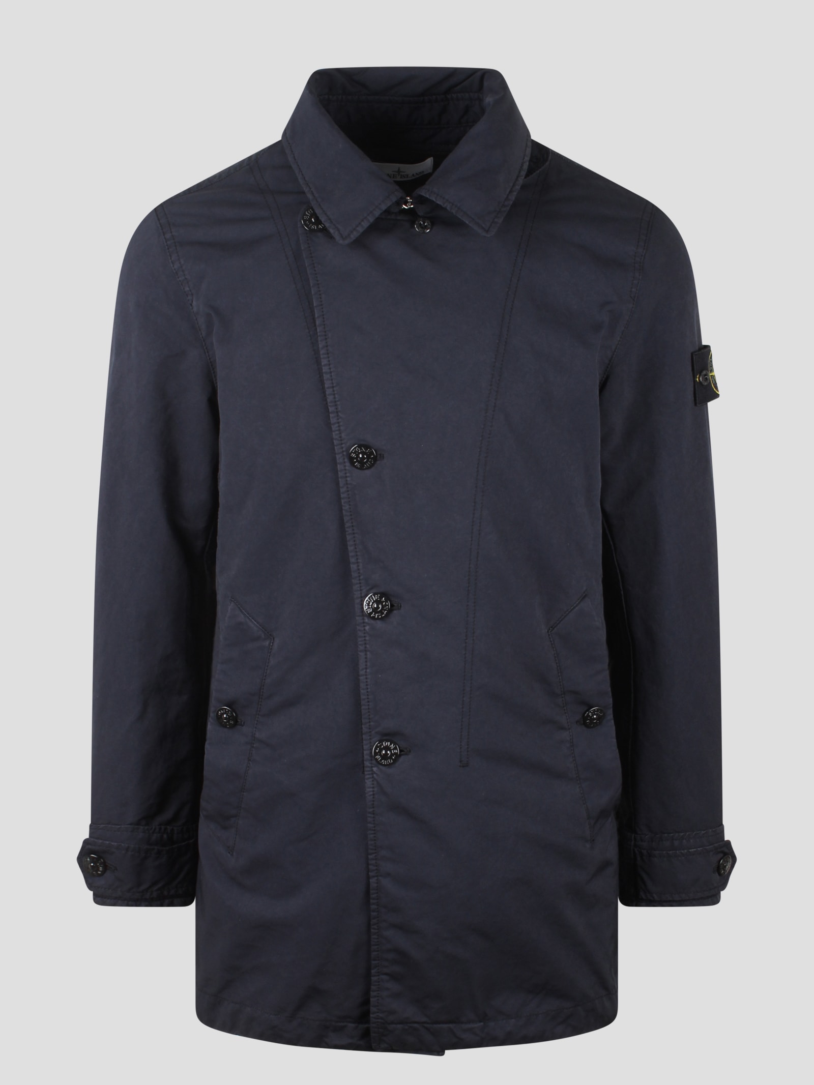 Shop Stone Island David Trench Coat In Dark Blue