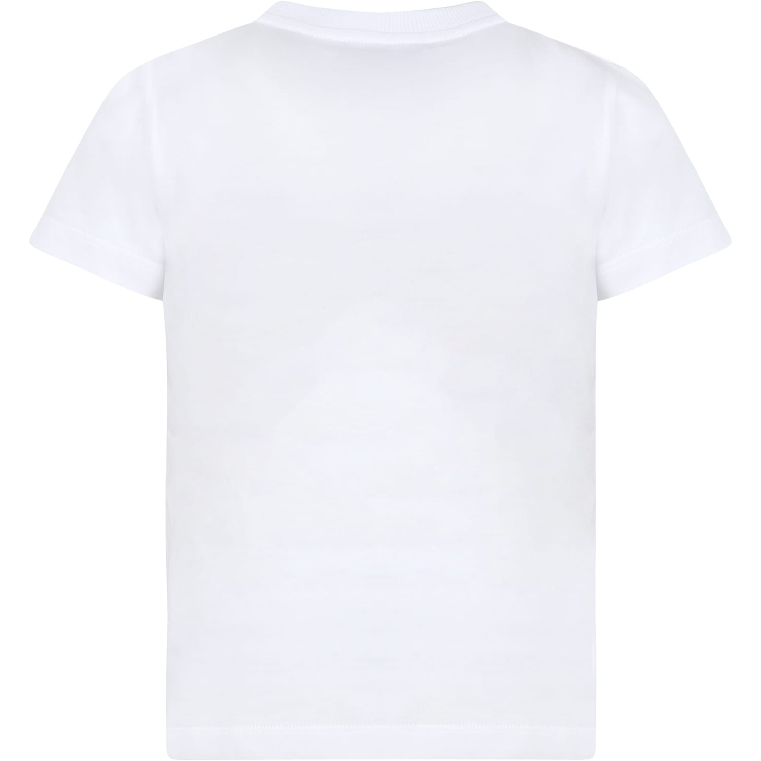 Shop Moschino White T-shirt For Kids With Black Print In Bianco