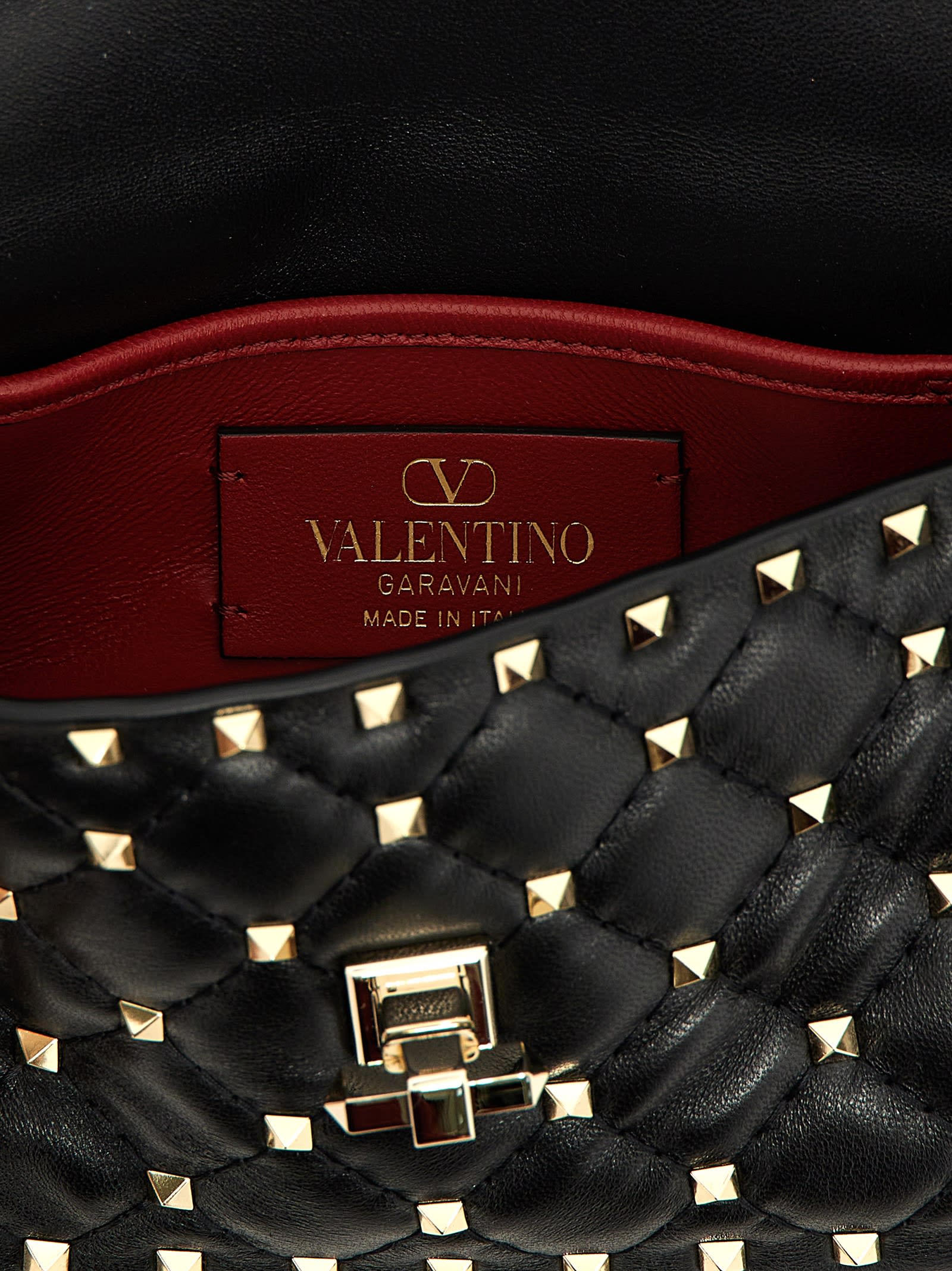 Valentino Mini Spiked Leather Shoulder Handbag In Black