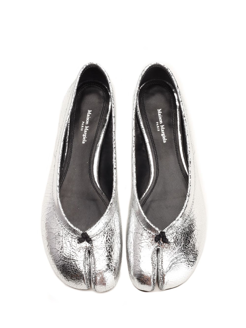 Shop Maison Margiela Tabi Flat Shoes In Silver