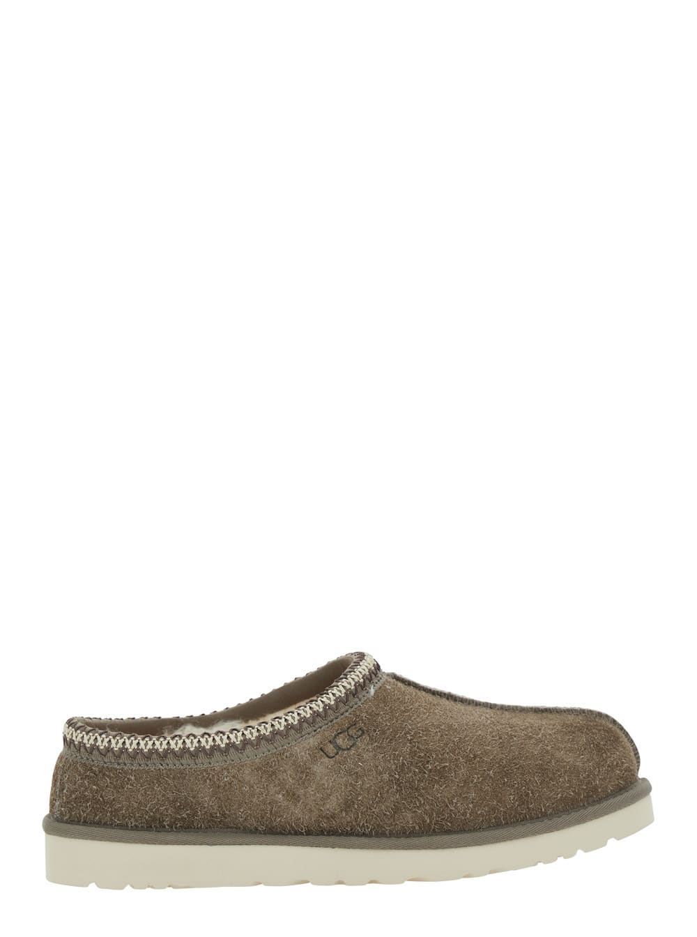 tasman Shaggy Brown Mule With Slip-on Design In Suede Man