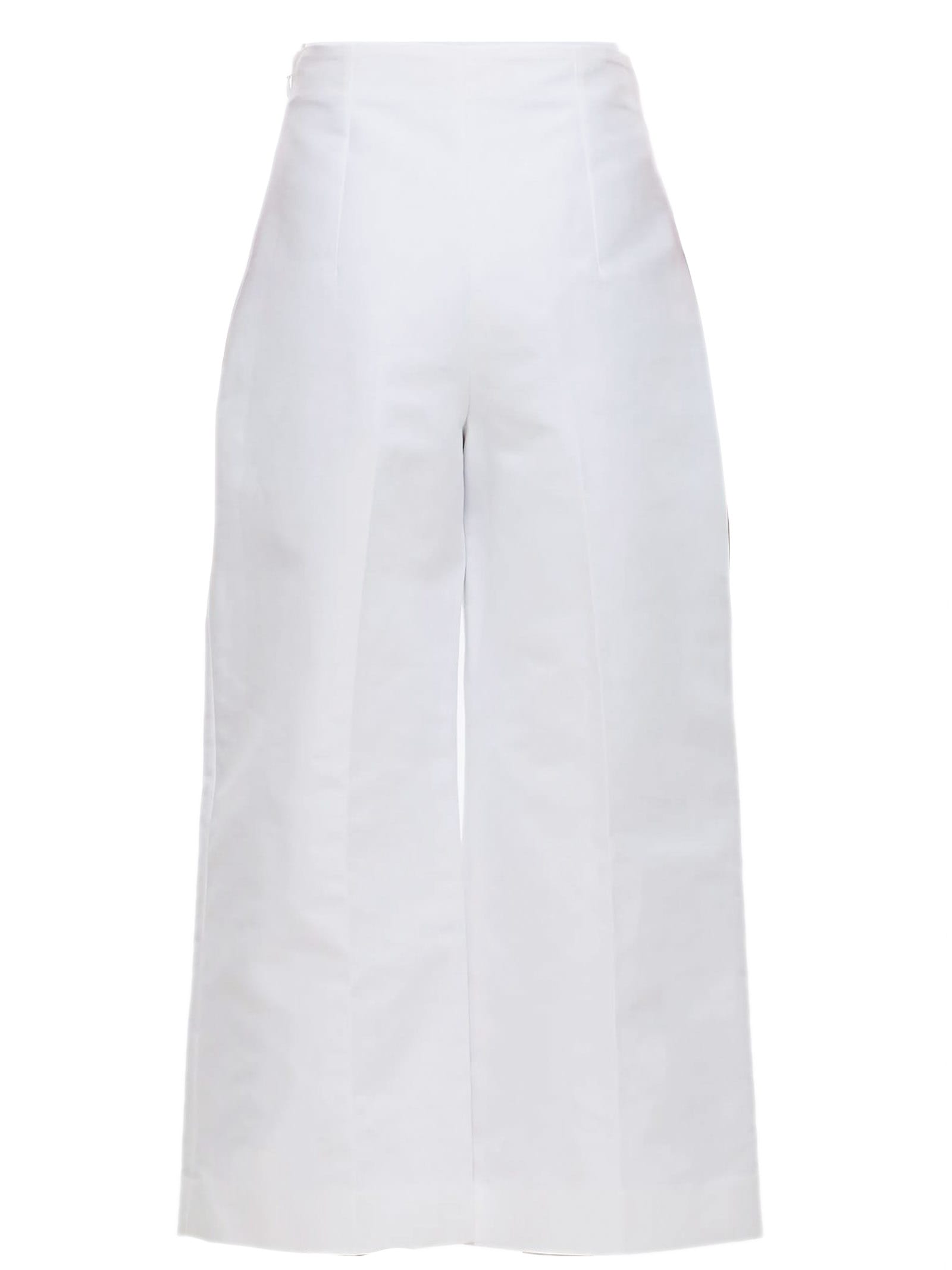 Shop Marni Cropped Cotton Cady Trousers In White