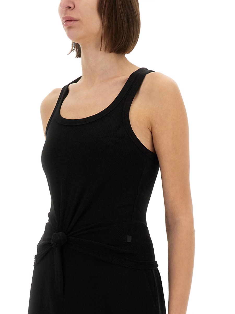 Michael Kors Knit Tank Top With Front Lacing In Black
