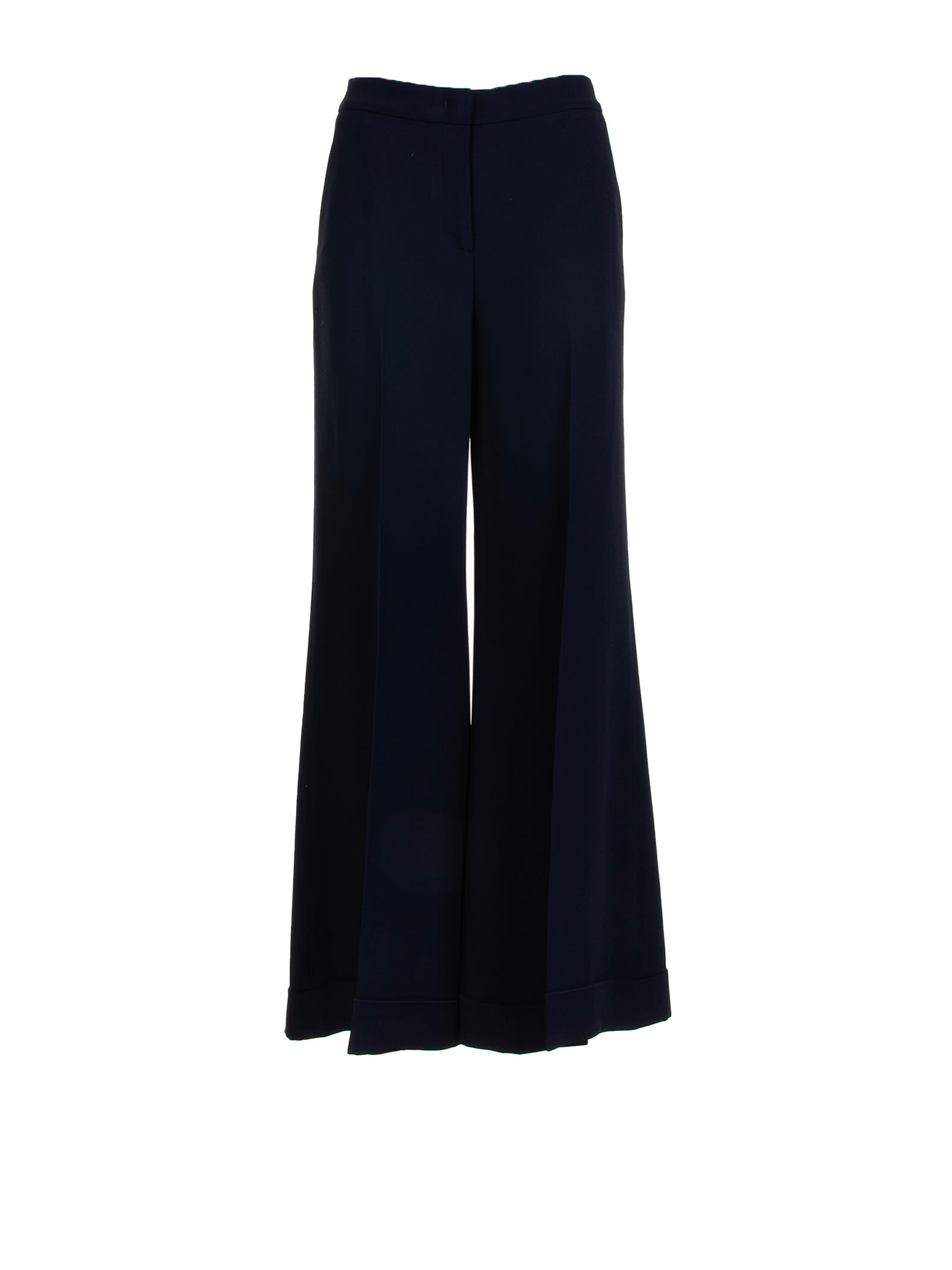 Womens Navy Blue Flared Trousers