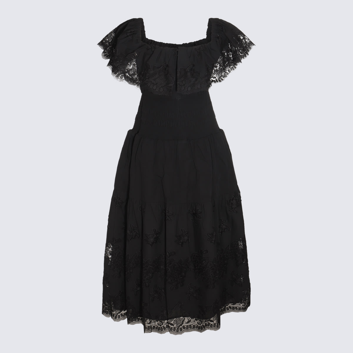 Shop Self-portrait Black Cotton Dress